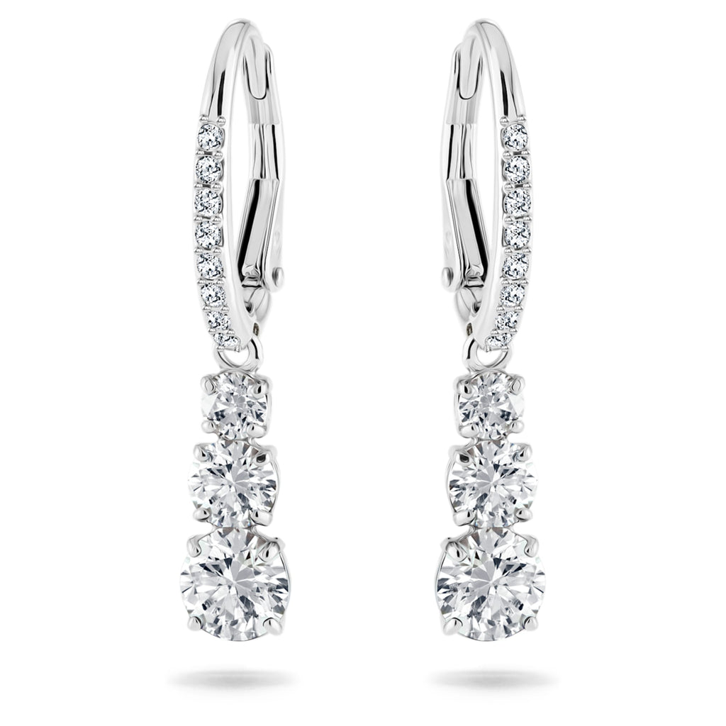 Swarovski Stilla Attract hoop earrings Round cut, White, Rhodium plated