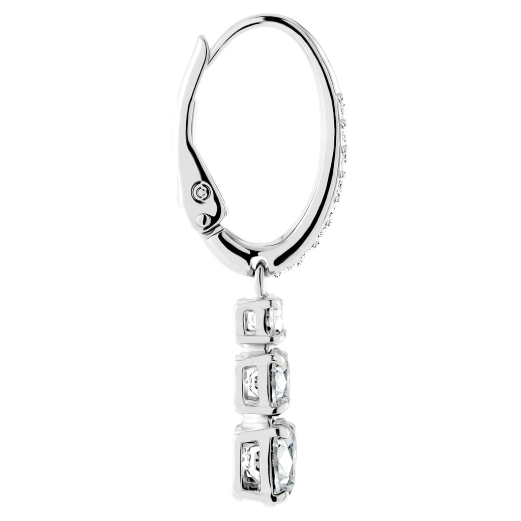 Swarovski Stilla Attract hoop earrings Round cut, White, Rhodium plated