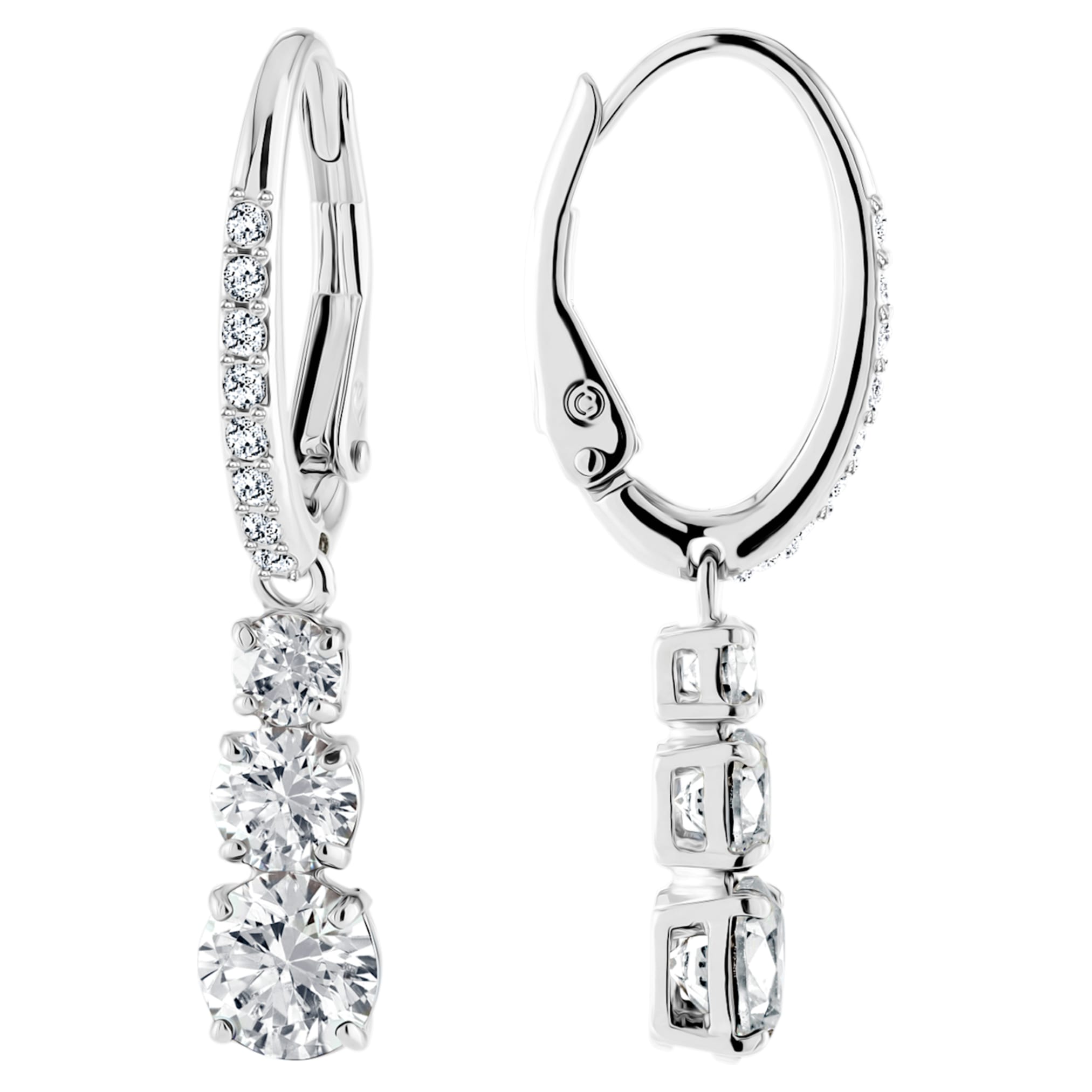Swarovski Stilla Attract hoop earrings Round cut, White, Rhodium plated