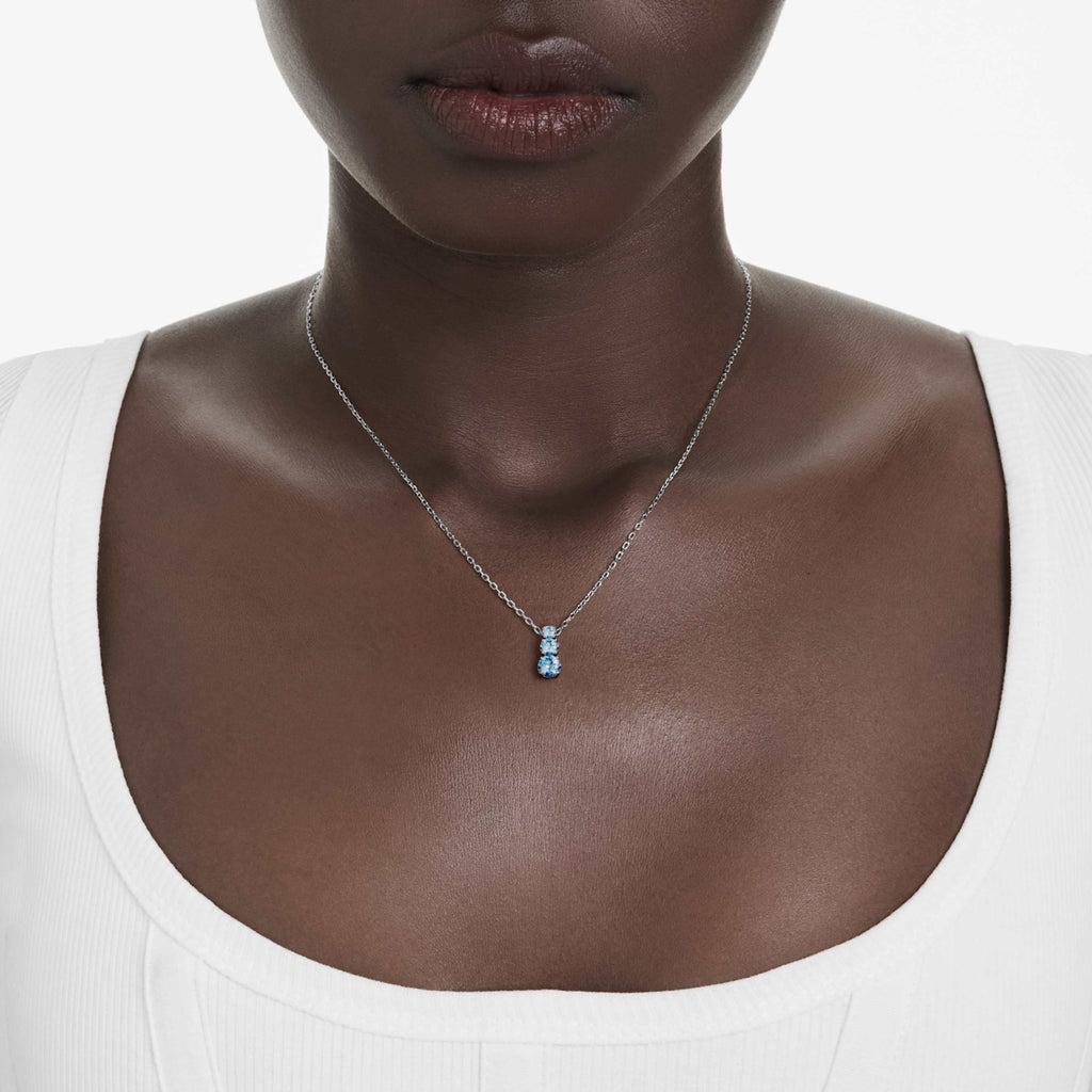 Swarovski Stilla Attract pendant Round cut, White, 18K gold finish
