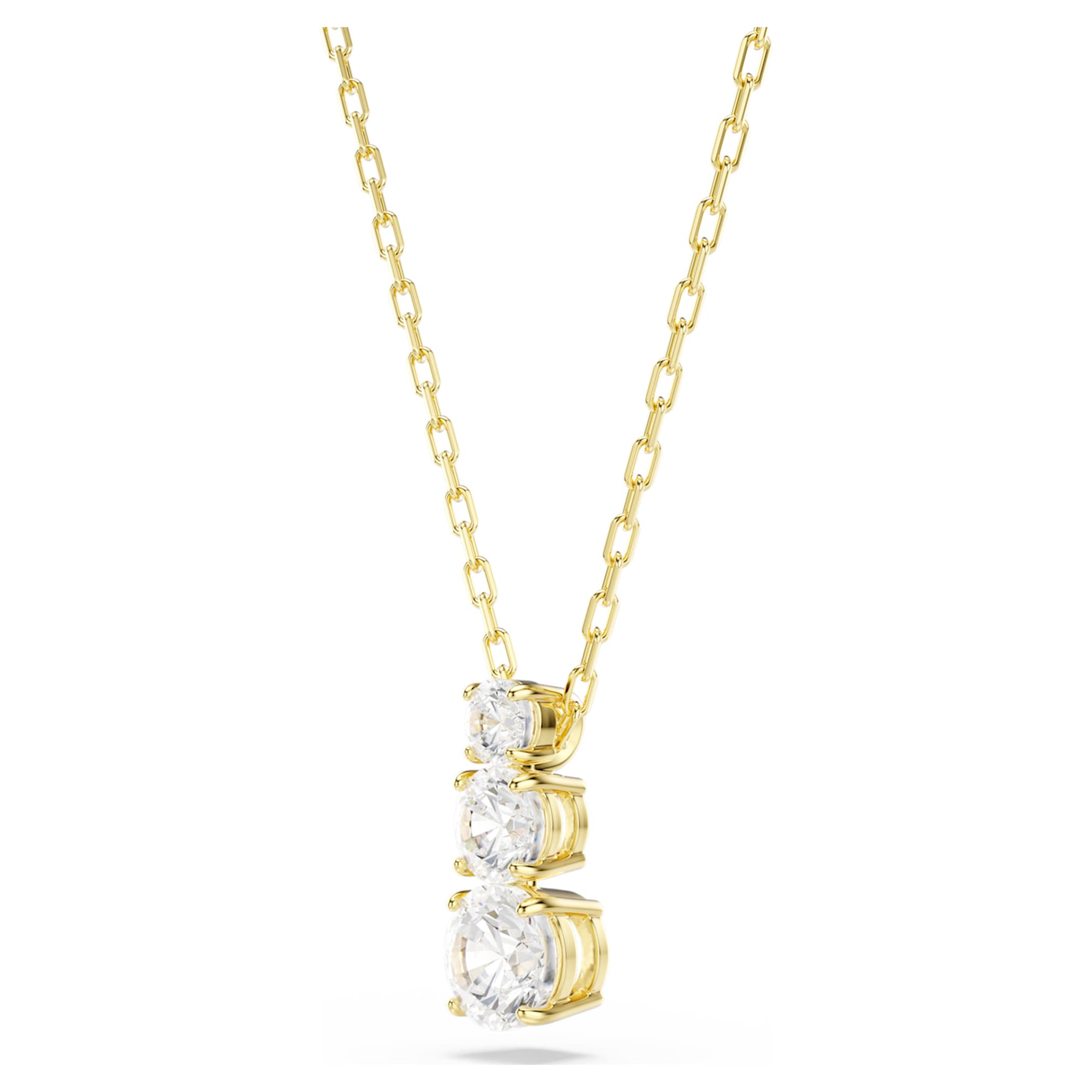 Swarovski Stilla Attract pendant Round cut, White, 18K gold finish