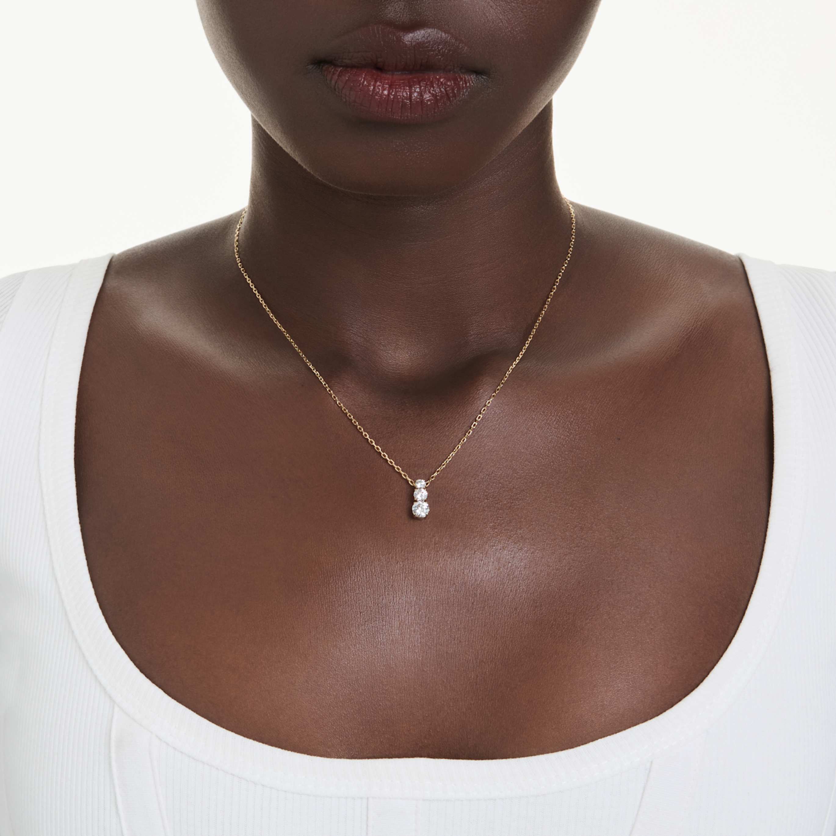 Swarovski Stilla Attract pendant Round cut, White, Rhodium plated