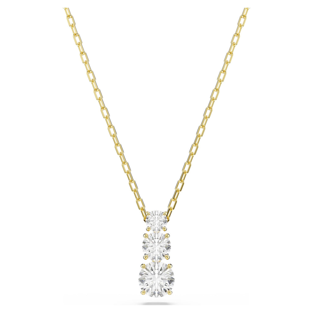 Swarovski Stilla Attract pendant Round cut, White, 18K gold finish