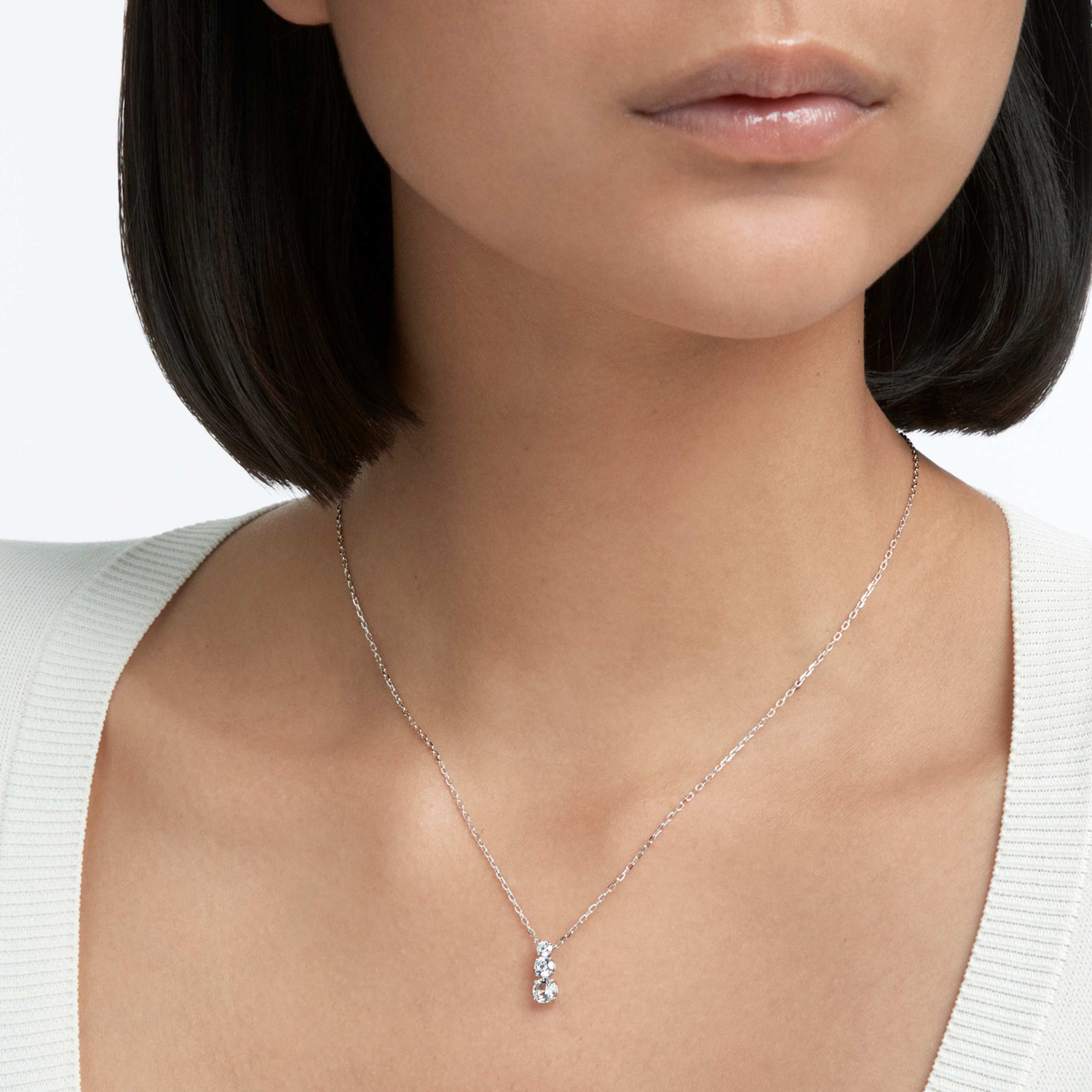 Swarovski Stilla Attract pendant Round cut, White, 18K gold finish