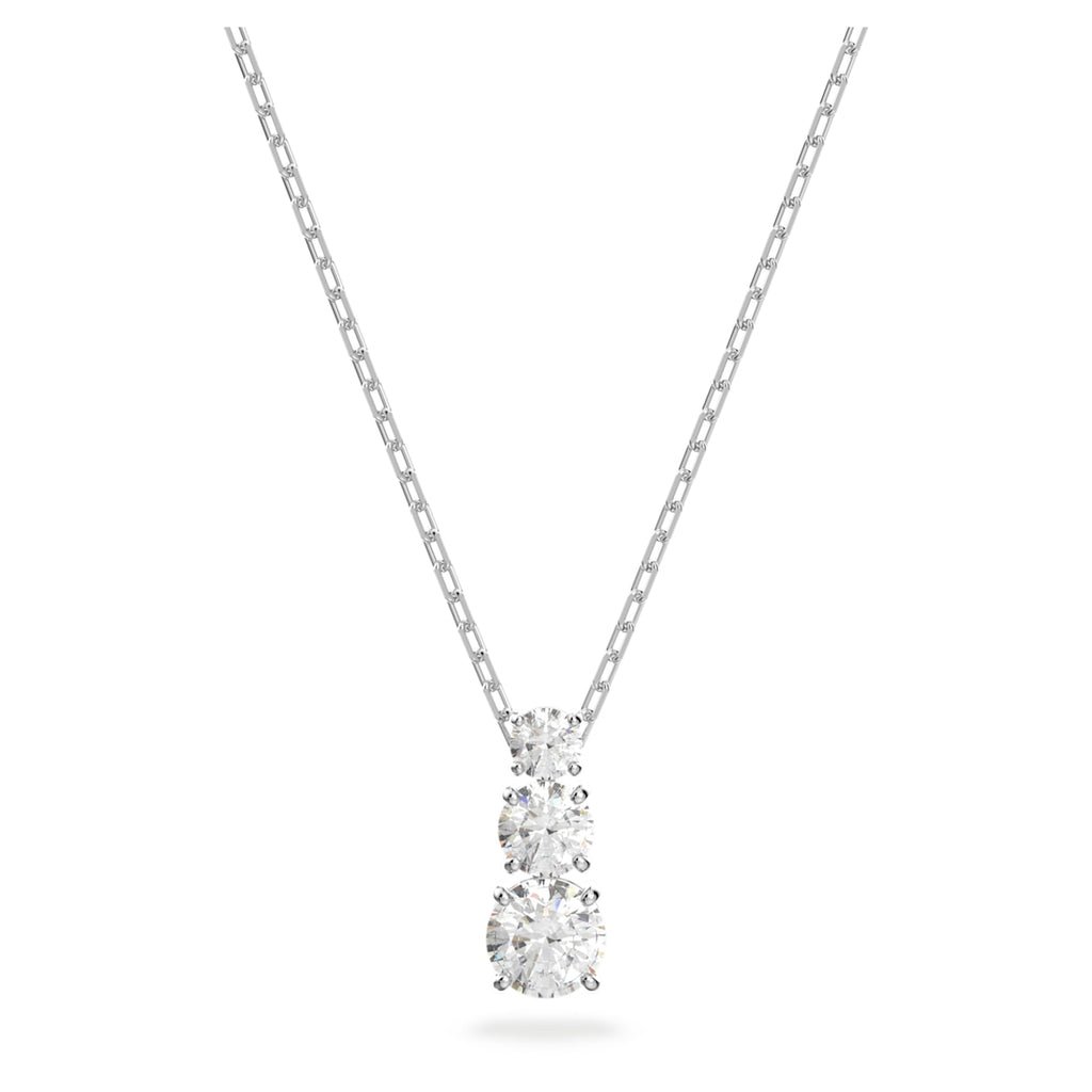 Swarovski Stilla Attract pendant Round cut, White, Rhodium plated