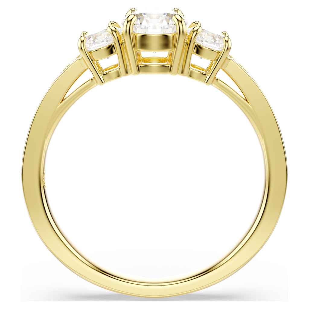 Swarovski Stilla Attract ring Round cut, White, 18K gold finish