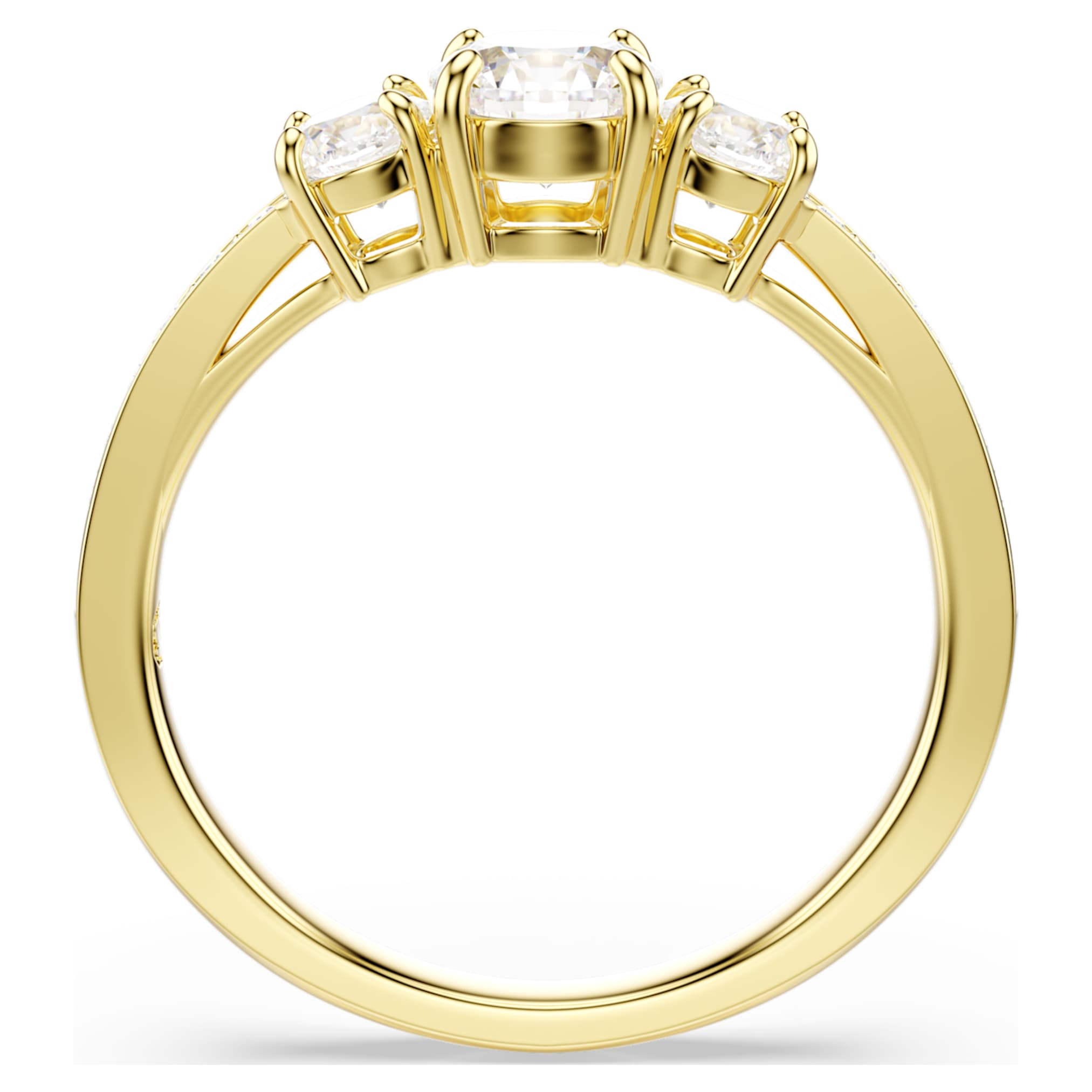 Swarovski Stilla Attract ring Round cut, White, 18K gold finish