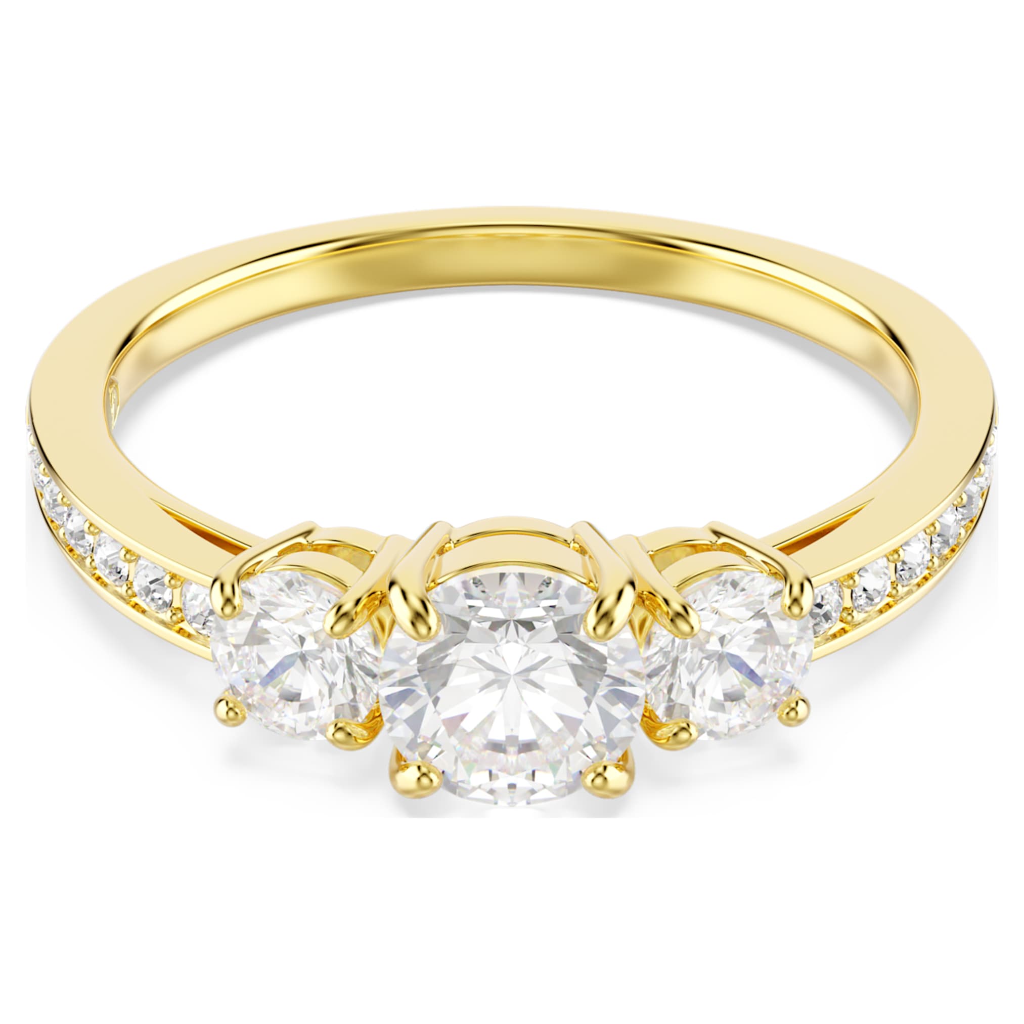 Swarovski Stilla Attract ring Round cut, White, 18K gold finish