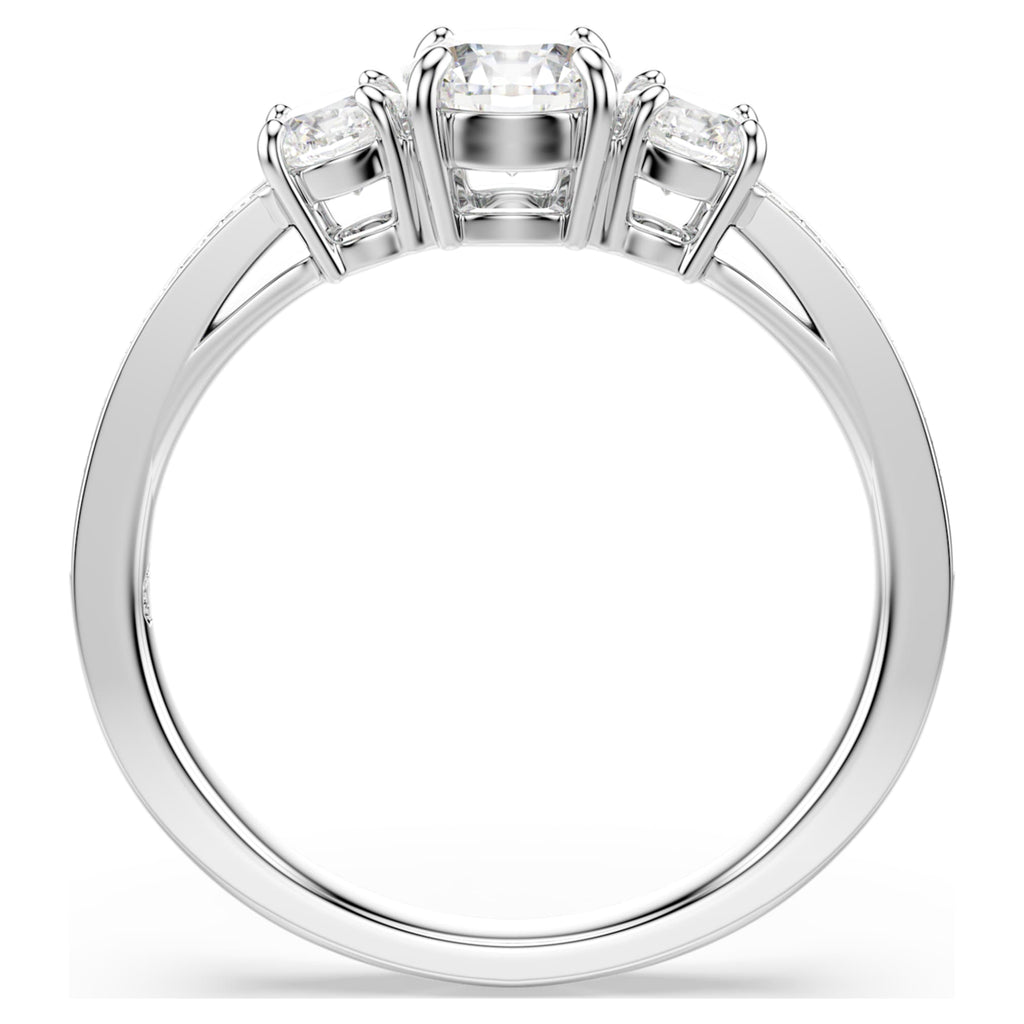 Swarovski Stilla Attract ring Round cut, White, Silver-tone finish