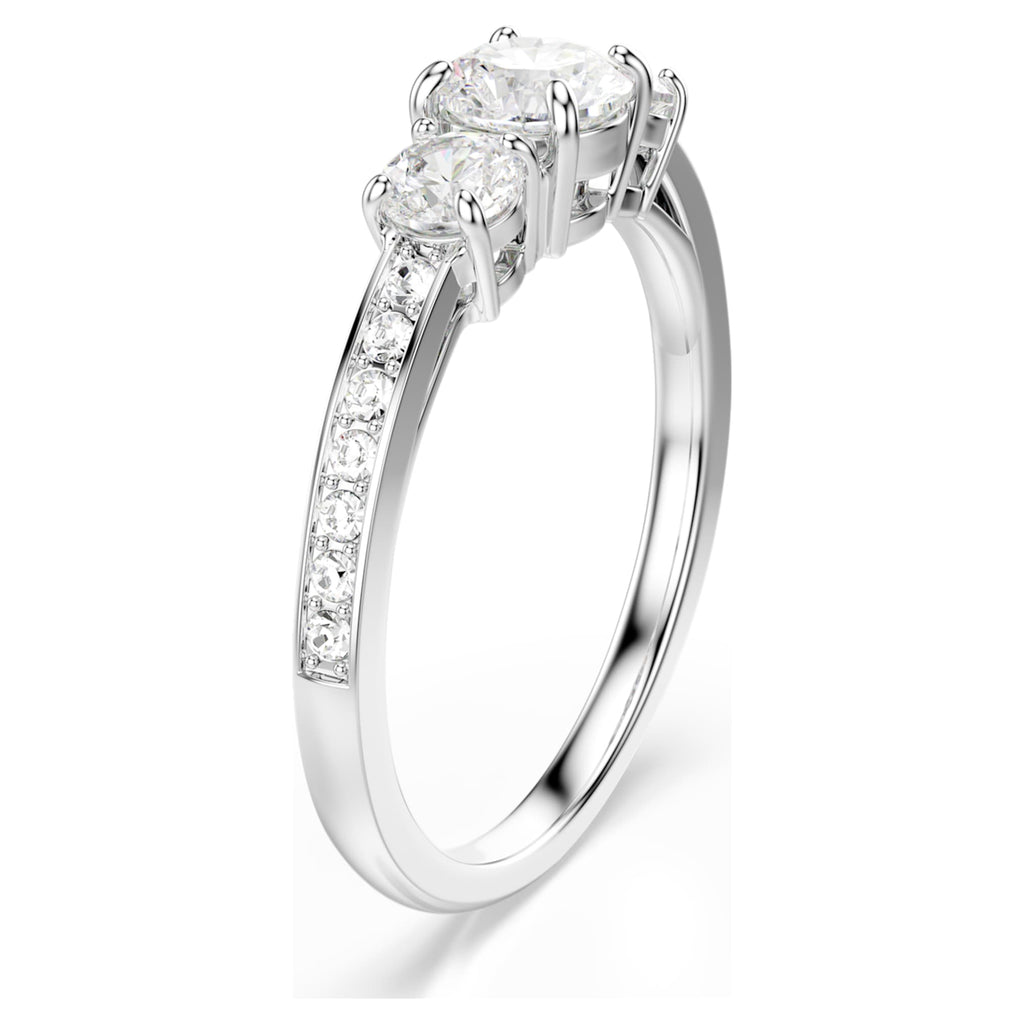 Swarovski Stilla Attract ring Round cut, White, Silver-tone finish