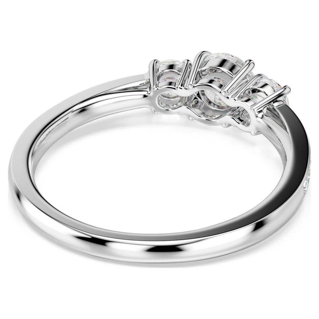 Swarovski Stilla Attract ring Round cut, White, Silver-tone finish