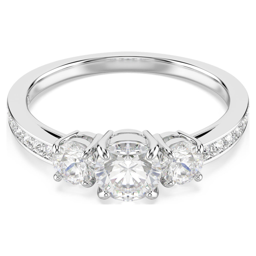 Swarovski Stilla Attract ring Round cut, White, Silver-tone finish