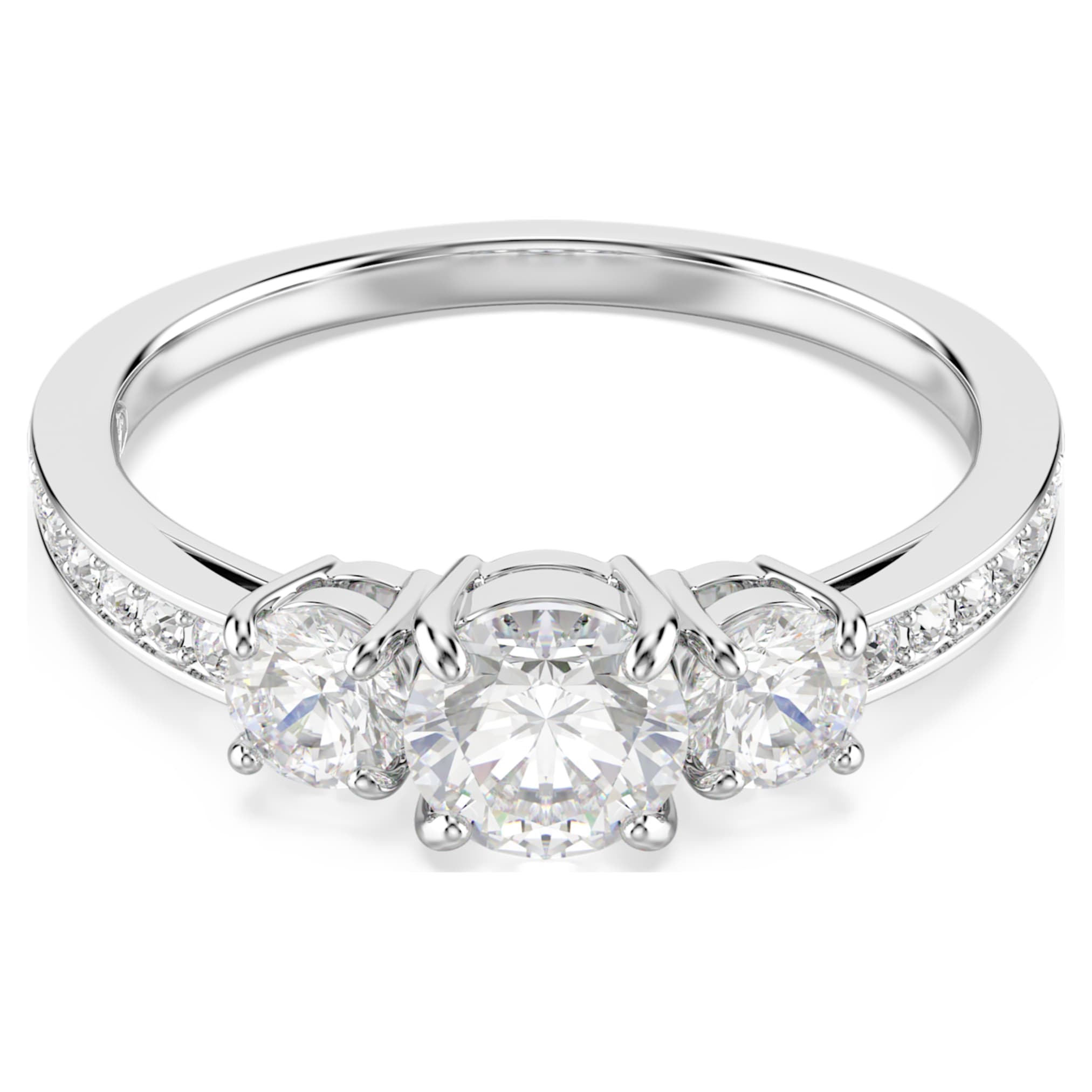 Swarovski Stilla Attract ring Round cut, White, Silver-tone finish