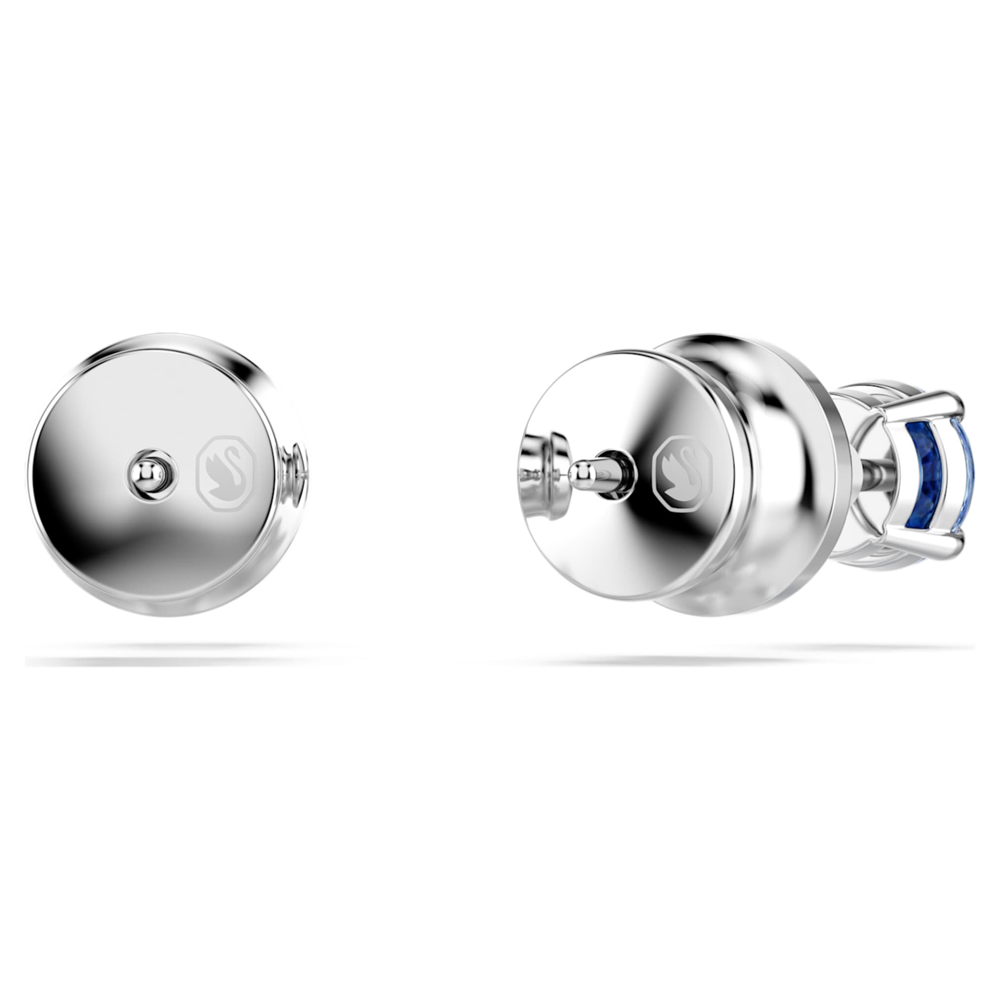 Swarovski Stilla Attract stud earrings Round cut, Blue, Rhodium plated