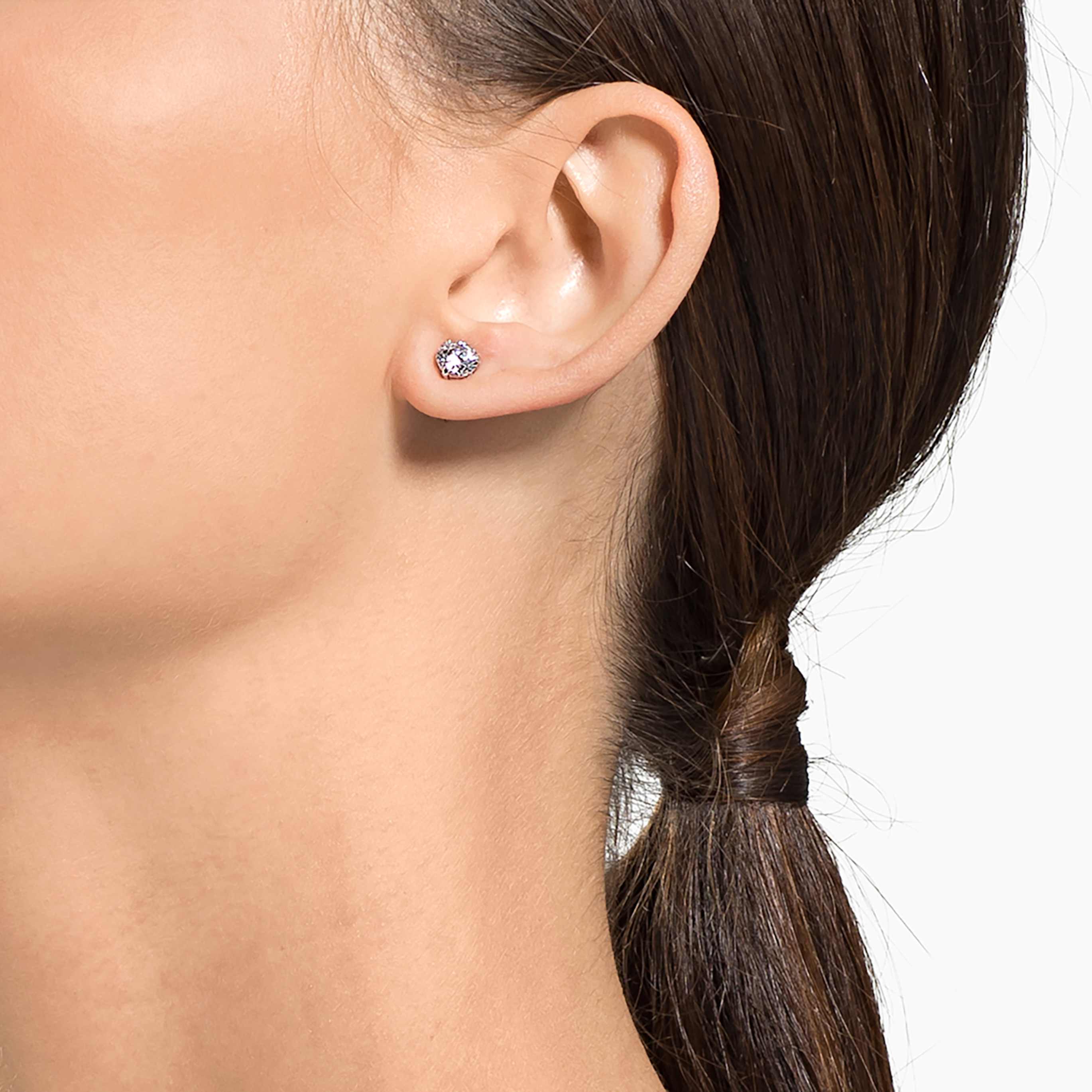 Swarovski Stilla Attract stud earrings Round cut, Blue, Rhodium plated