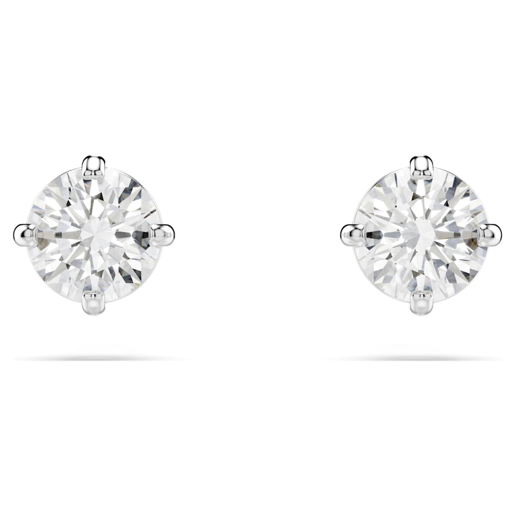 Swarovski Stilla Attract stud earrings Round cut, White, Rhodium plated