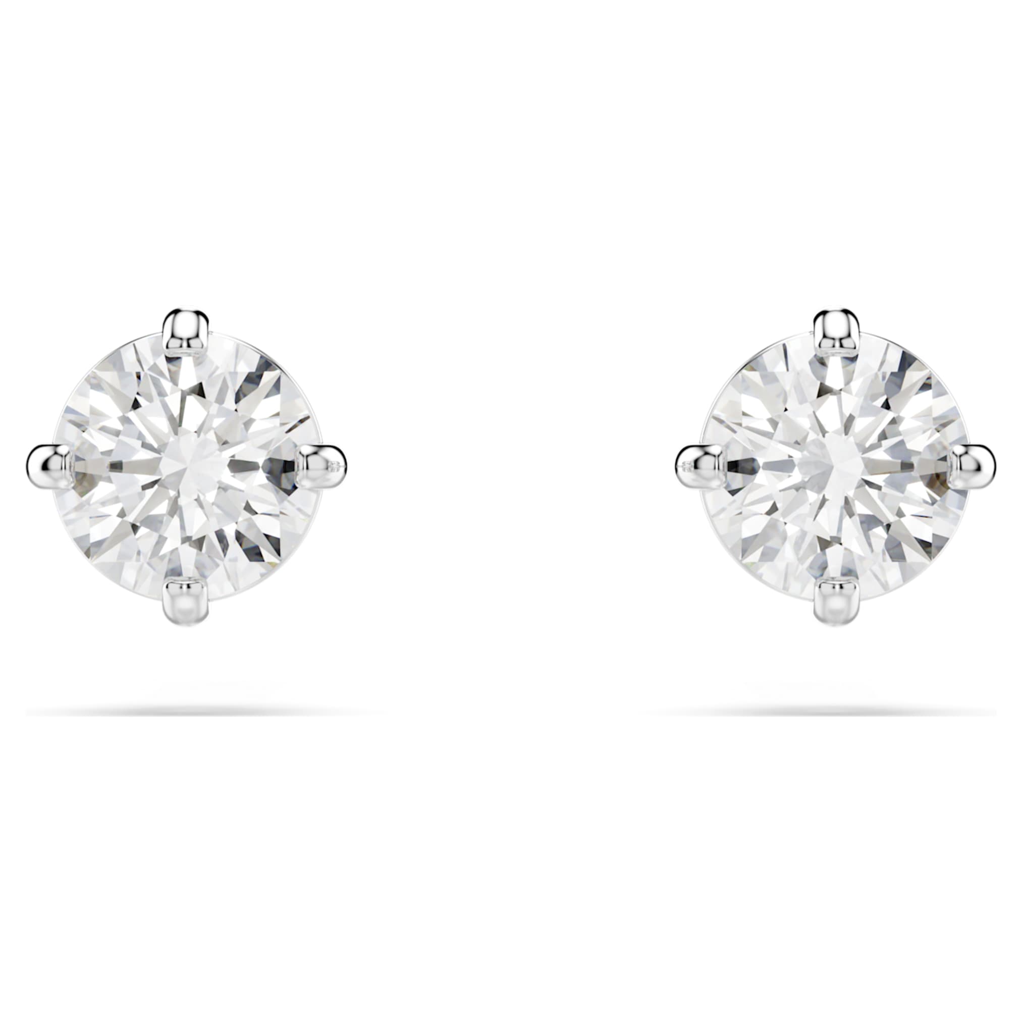 Swarovski Stilla Attract stud earrings Round cut, White, Rhodium plated