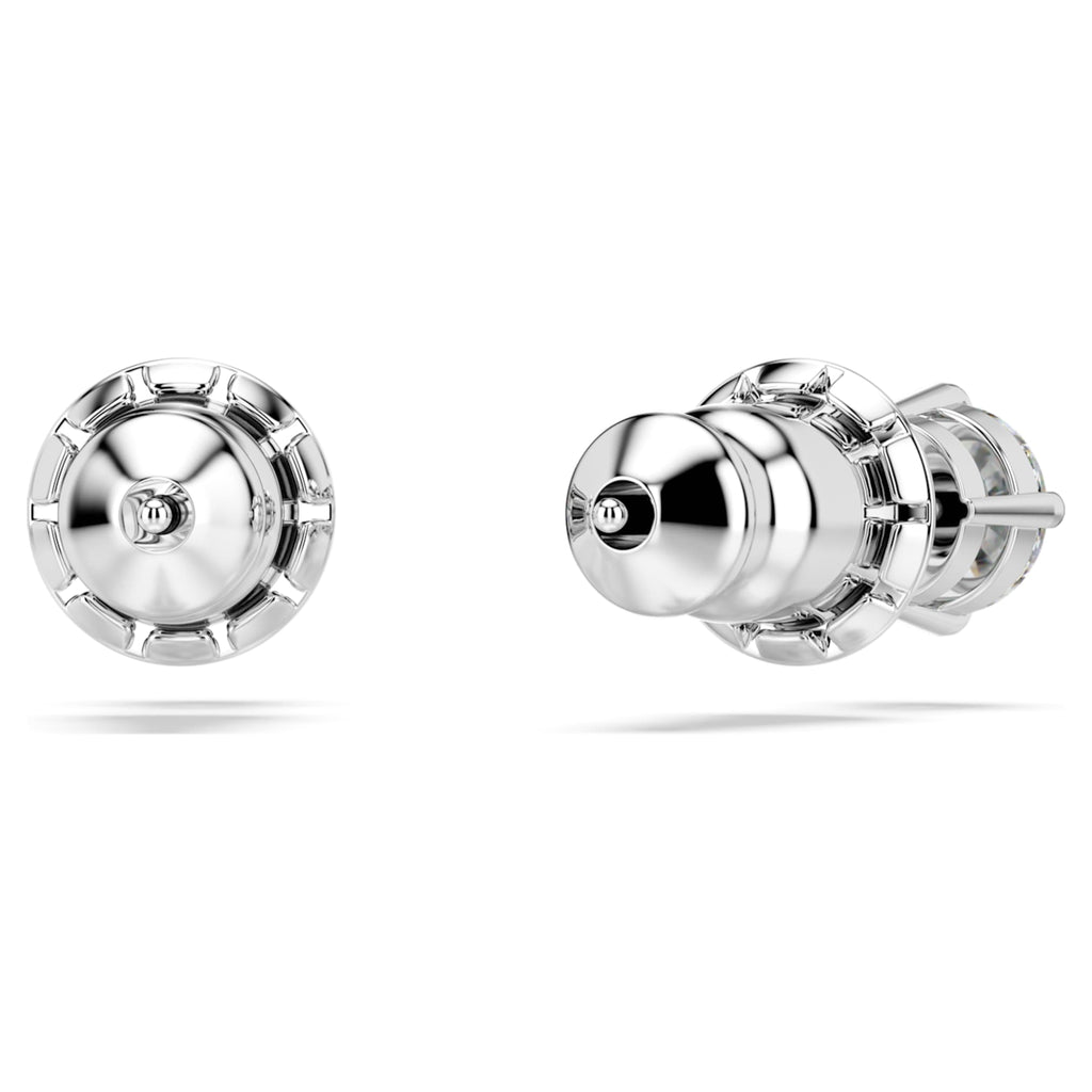 Swarovski Stilla Attract stud earrings Round cut, White, Rhodium plated