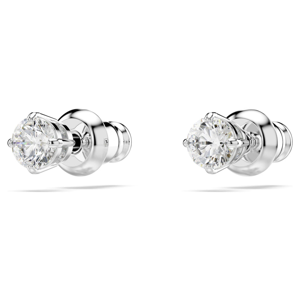 Swarovski Stilla Attract stud earrings Round cut, White, Rhodium plated