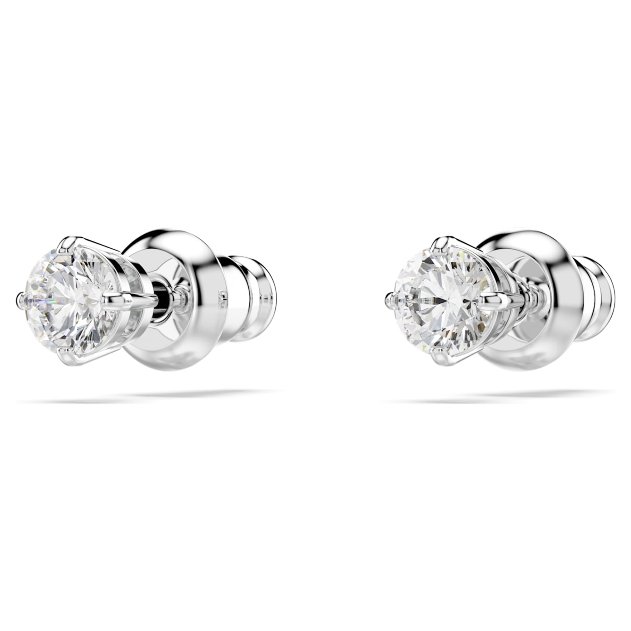 Swarovski Stilla Attract stud earrings Round cut, White, Rhodium plated