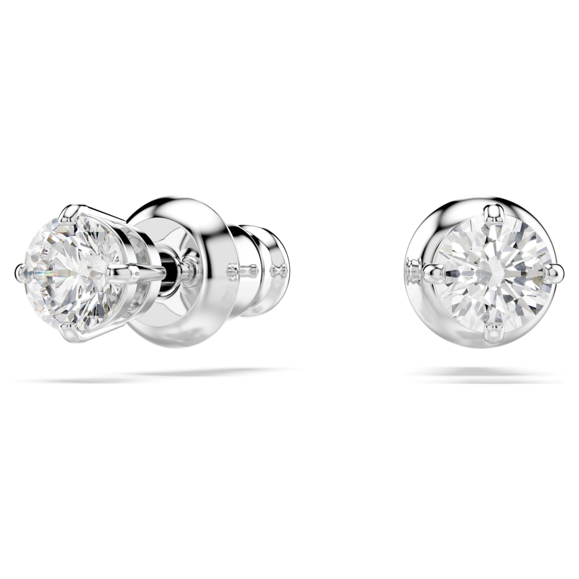 Swarovski Stilla Attract stud earrings Round cut, White, Rhodium plated