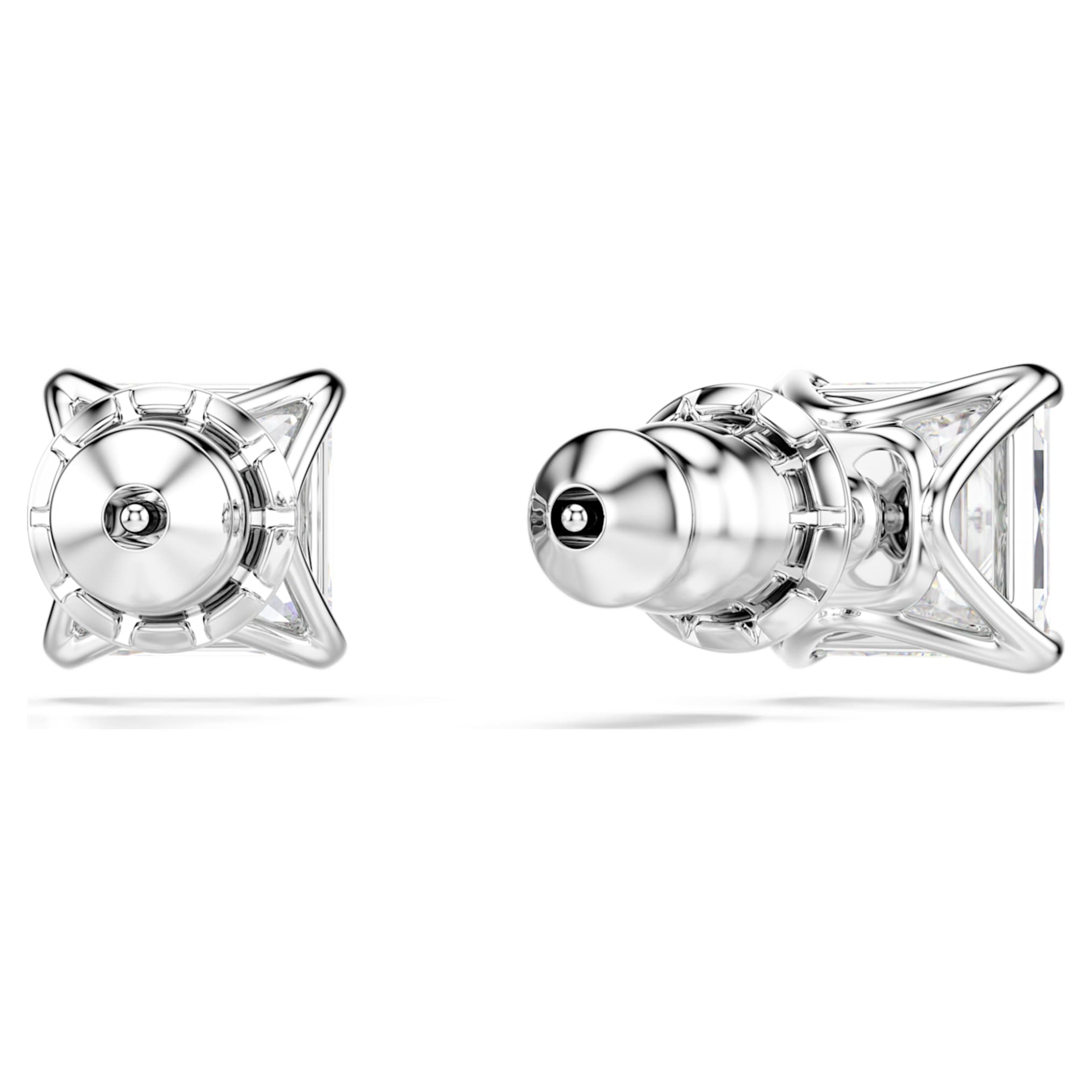 Swarovski Stilla Attract stud earrings Square cut, White, Rhodium plated