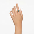 Swarovski Stilla cocktail ring Rectangular cut, Green, 18K gold finish