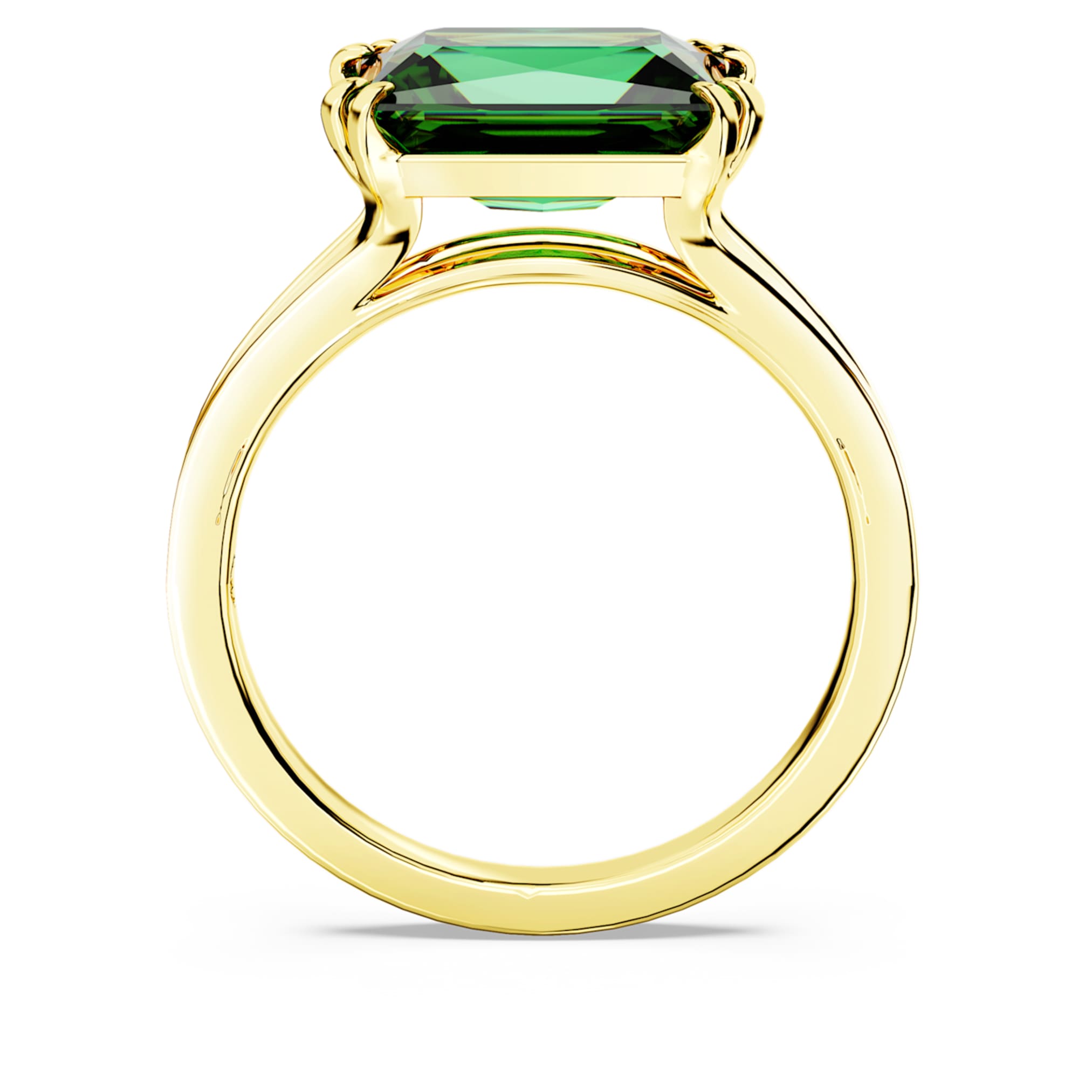 Swarovski Stilla cocktail ring Rectangular cut, Green, 18K gold finish