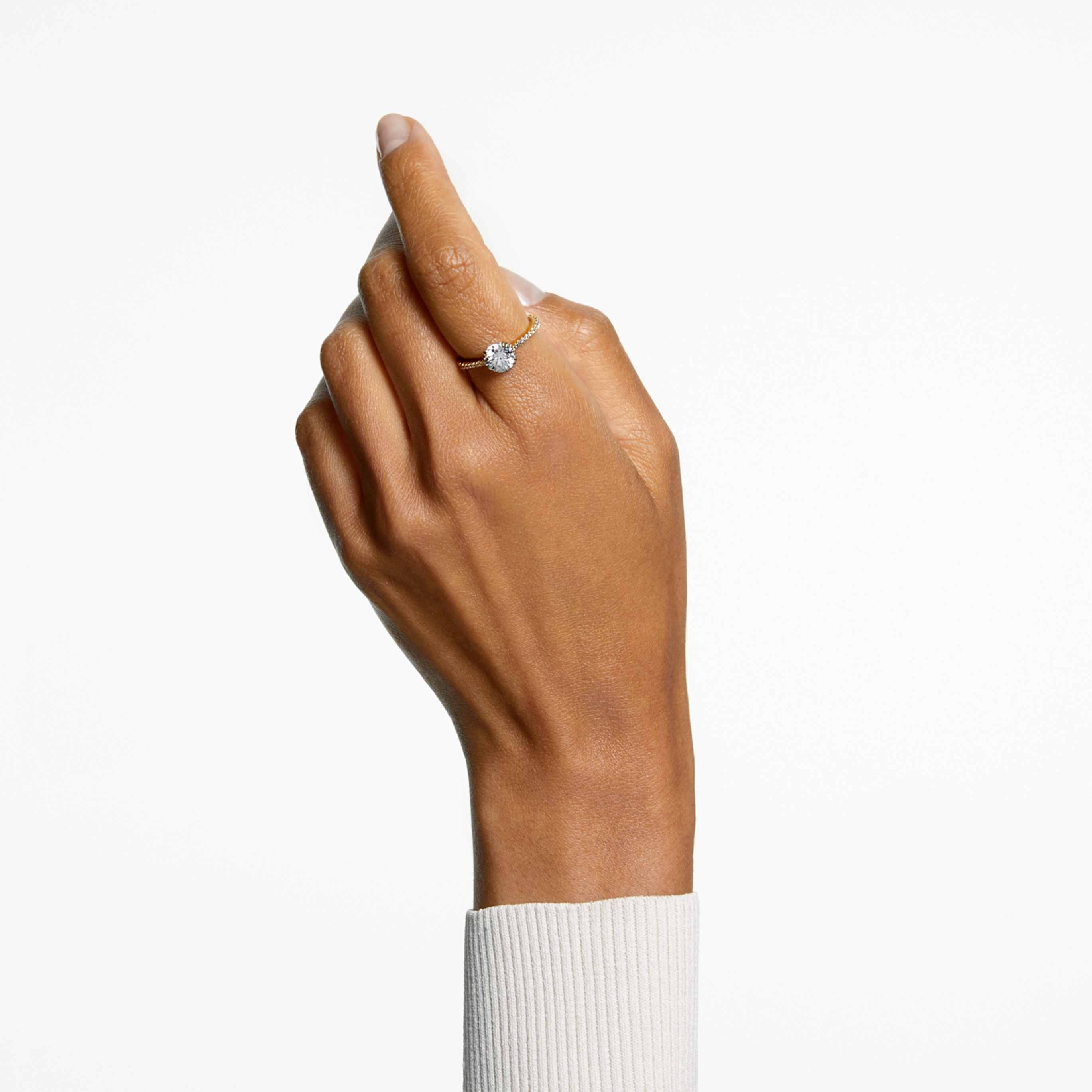 Swarovski Stilla cocktail ring Round cut, Pavé, White, 18K rose gold finish