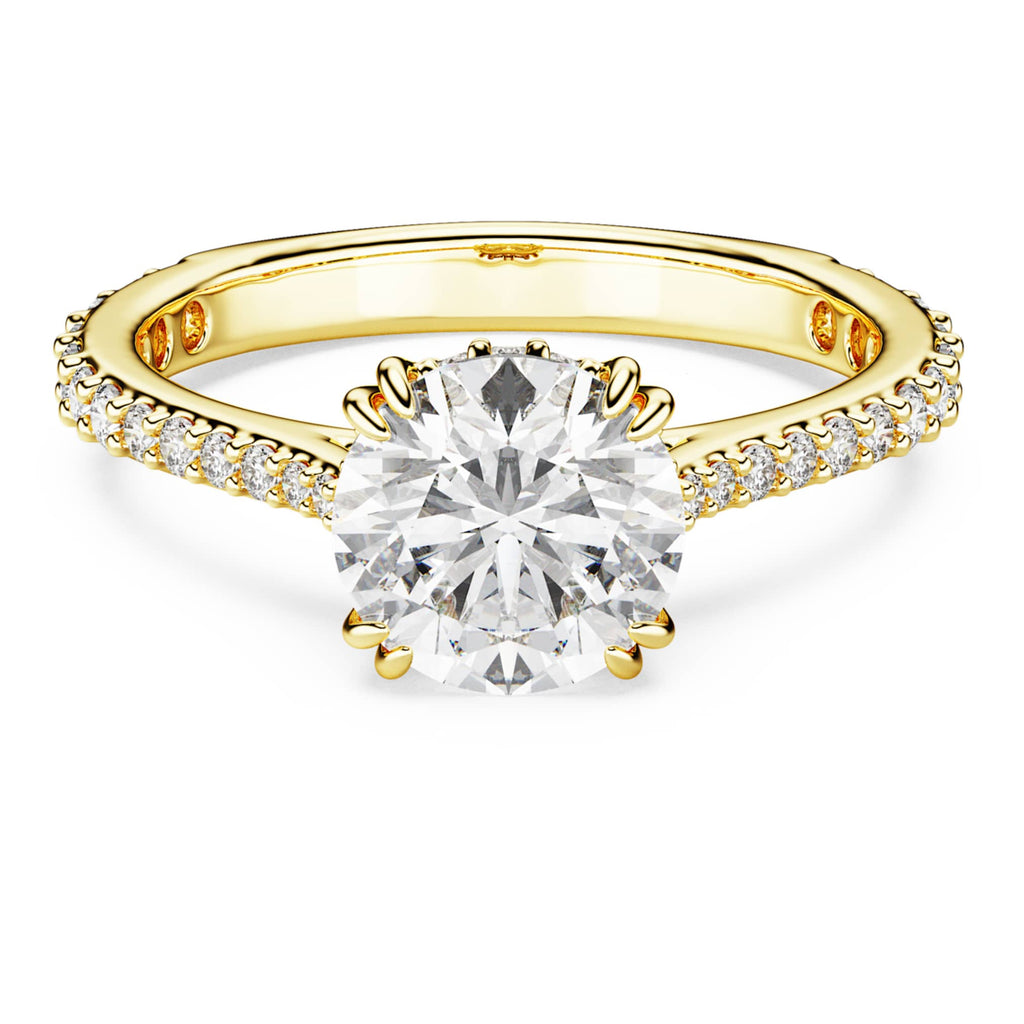 Swarovski Stilla cocktail ring Round cut, Pavé, White, 18K gold finish