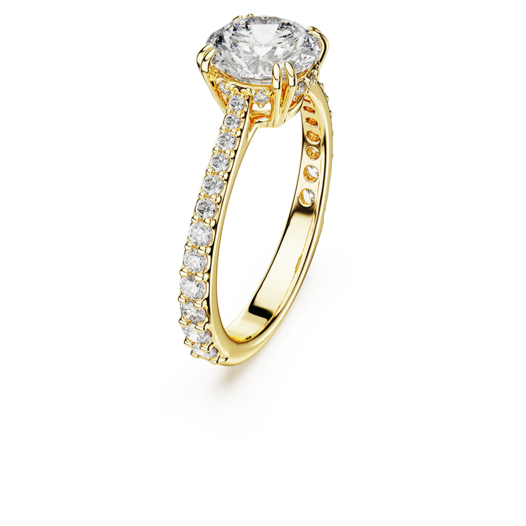 Swarovski Stilla cocktail ring Round cut, Pavé, White, 18K gold finish