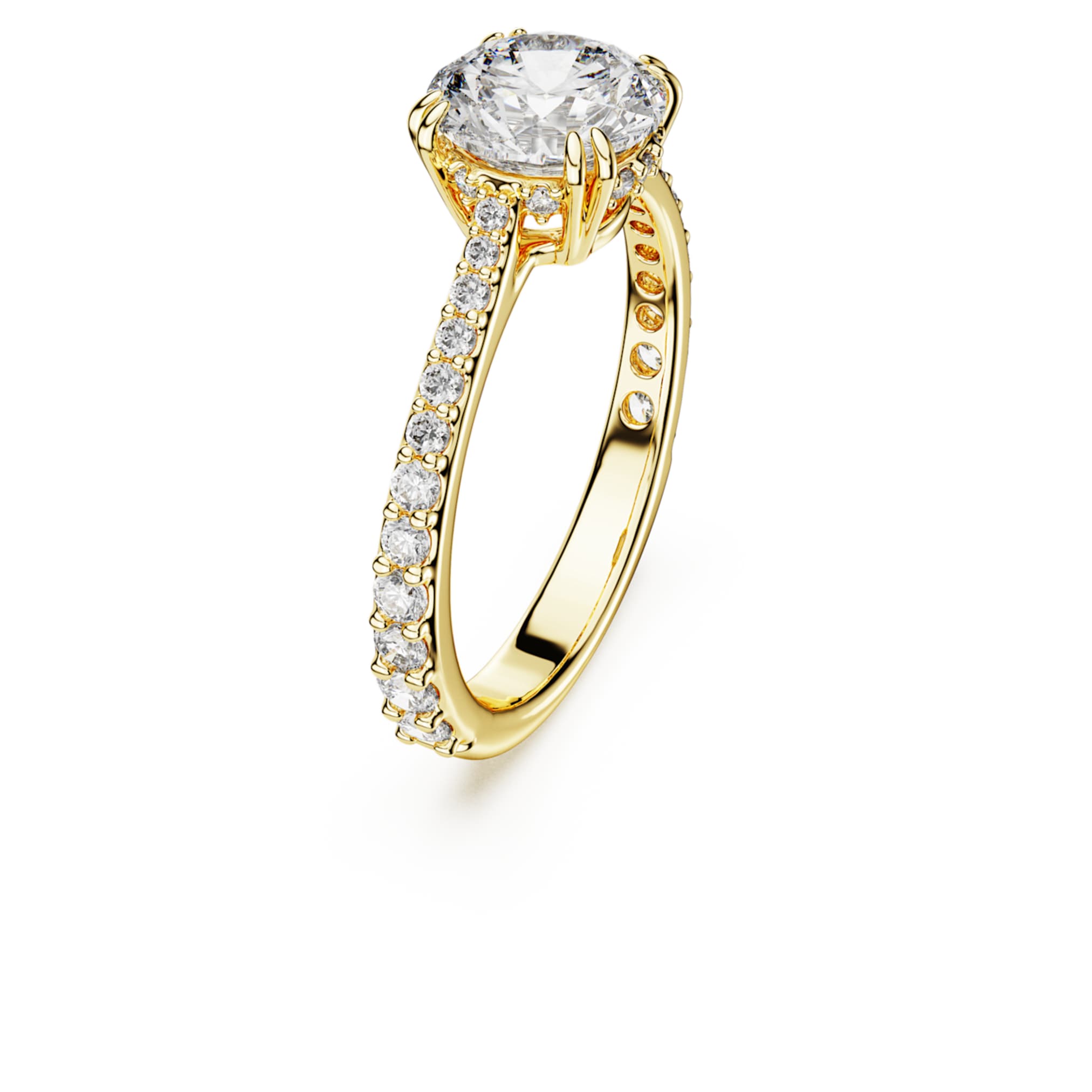 Swarovski Stilla cocktail ring Round cut, Pavé, White, 18K gold finish