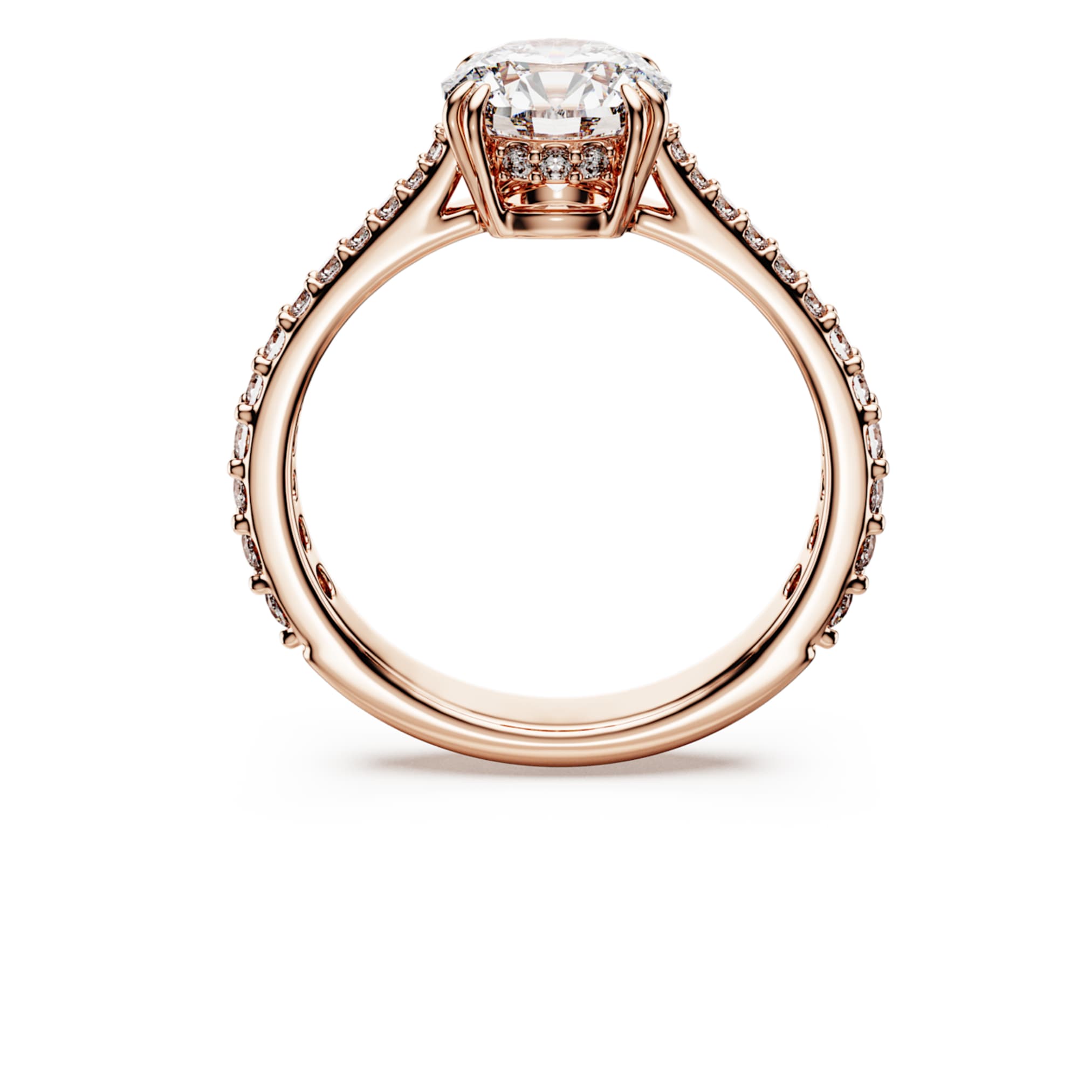 Swarovski Stilla cocktail ring Round cut, Pavé, White, 18K rose gold finish