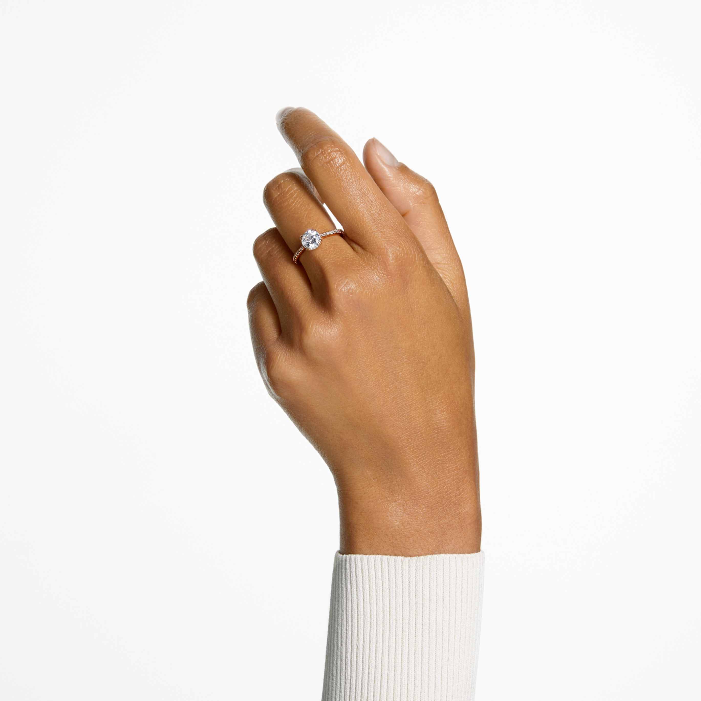 Swarovski Stilla cocktail ring Round cut, Pavé, White, Silver-tone finish