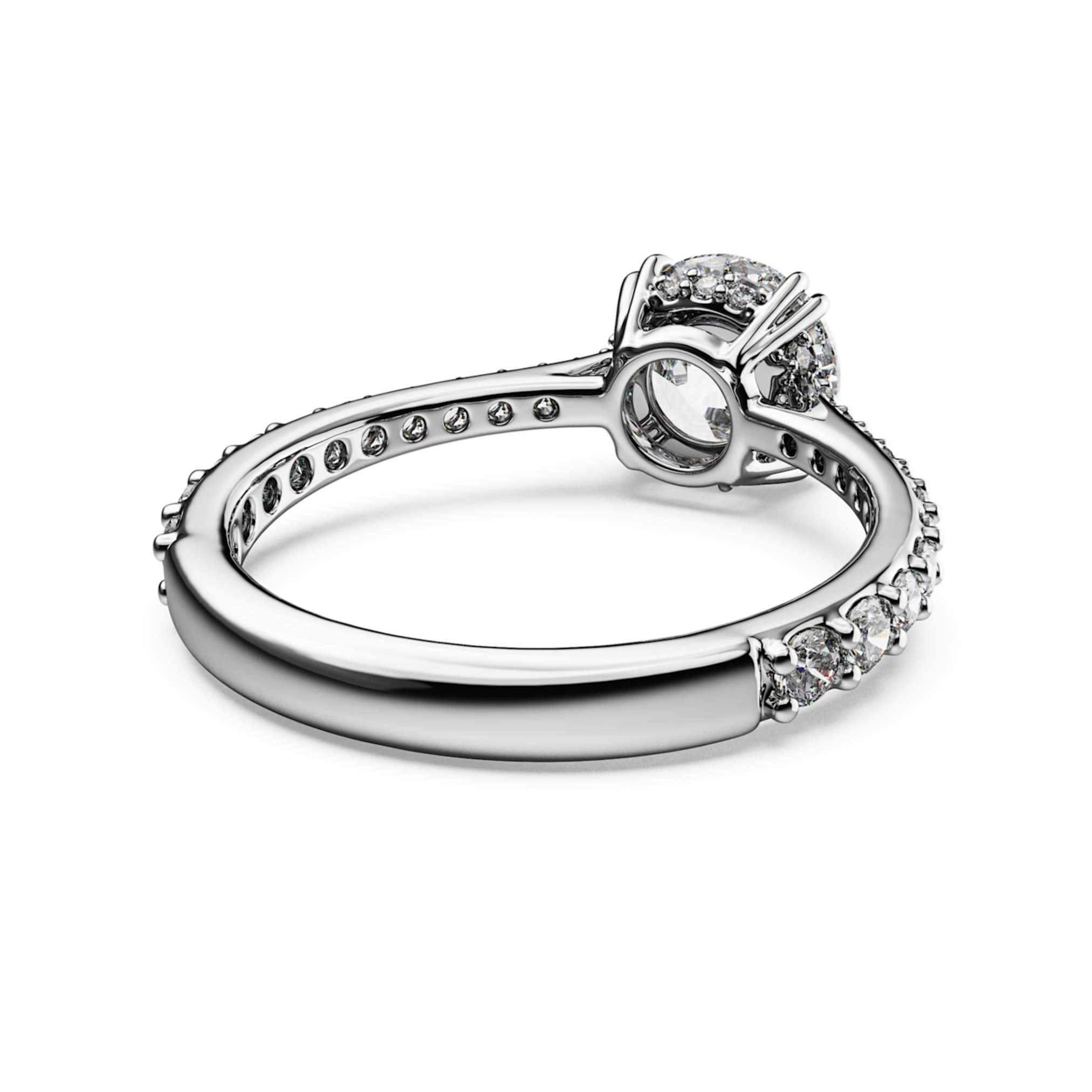 Swarovski Stilla cocktail ring Round cut, Pavé, White, Silver-tone finish