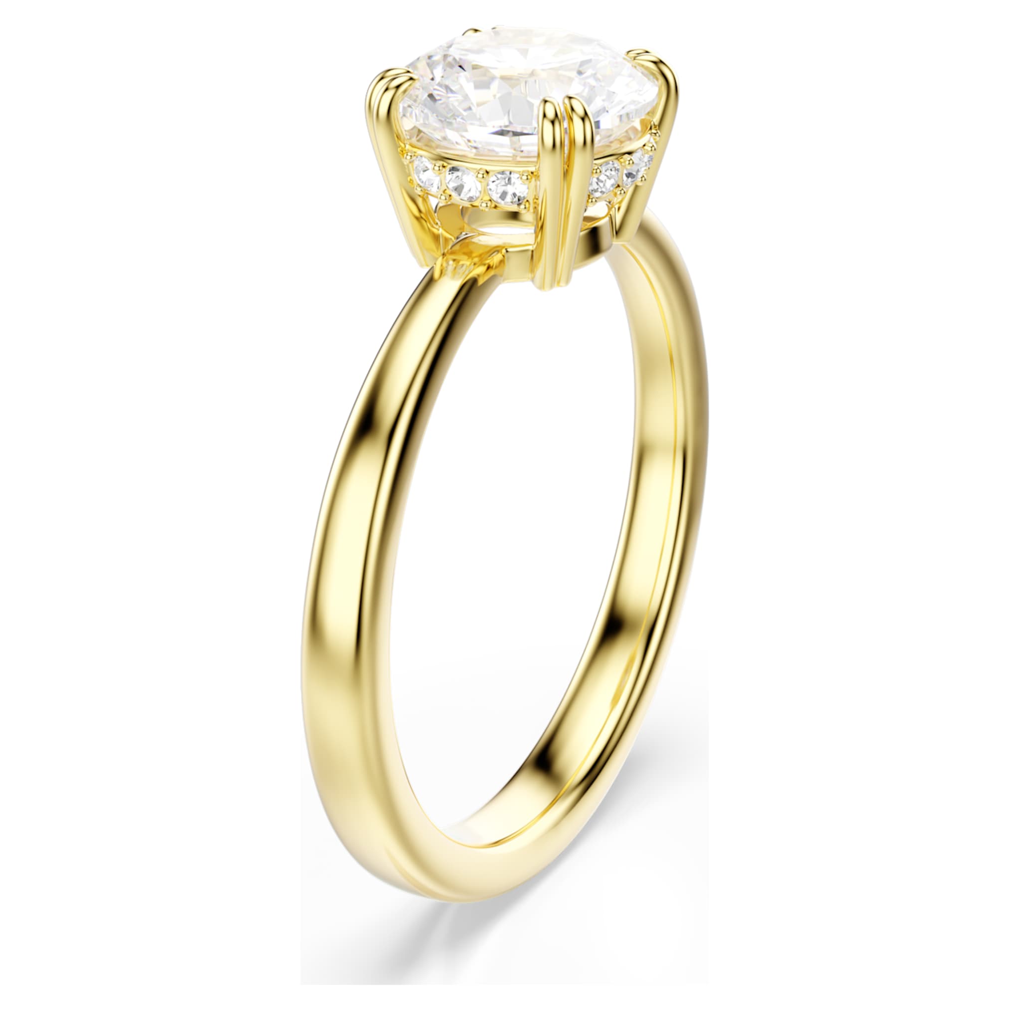 Swarovski Stilla cocktail ring Round cut, White, 18K gold finish