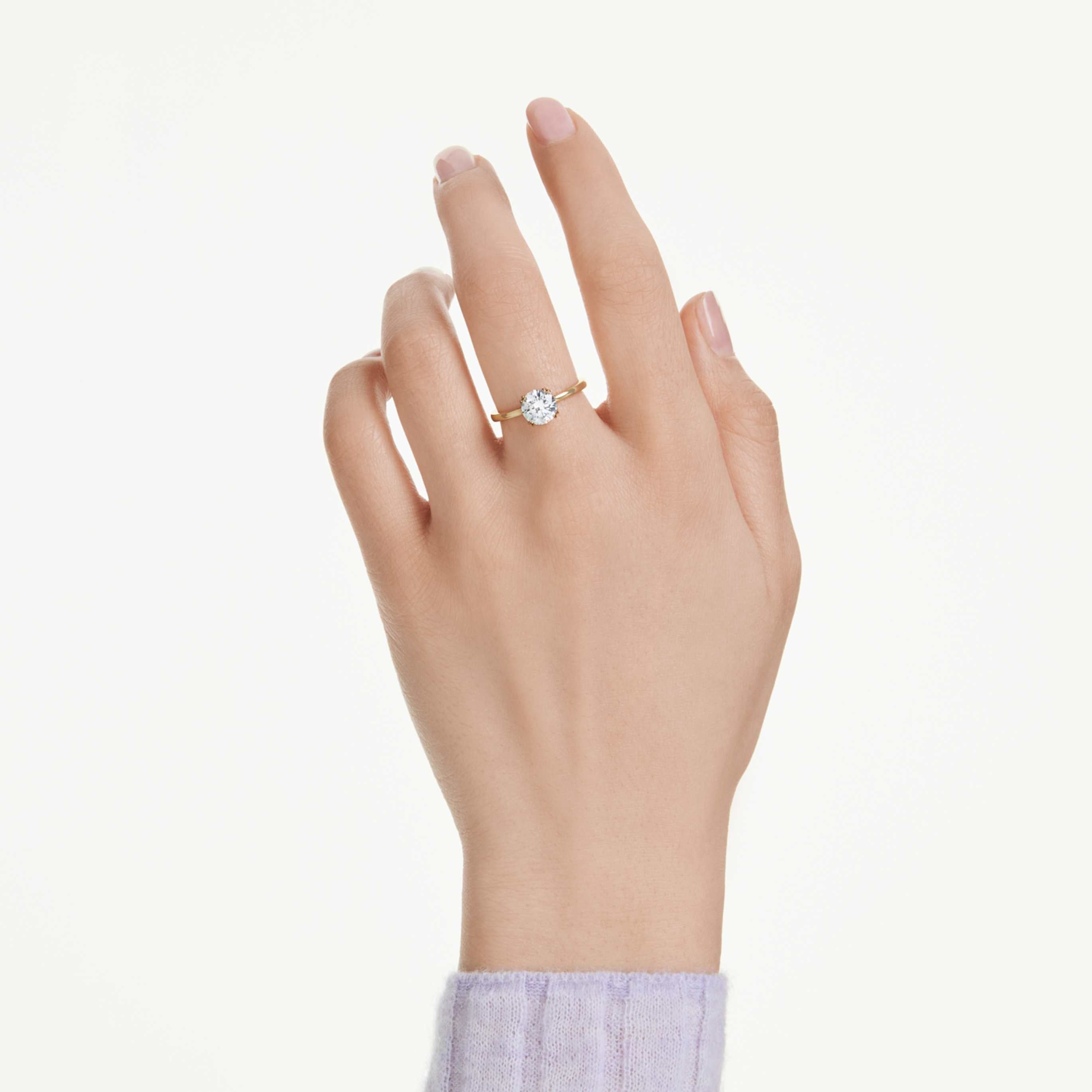 Swarovski Stilla cocktail ring Round cut, White, Silver-tone finish