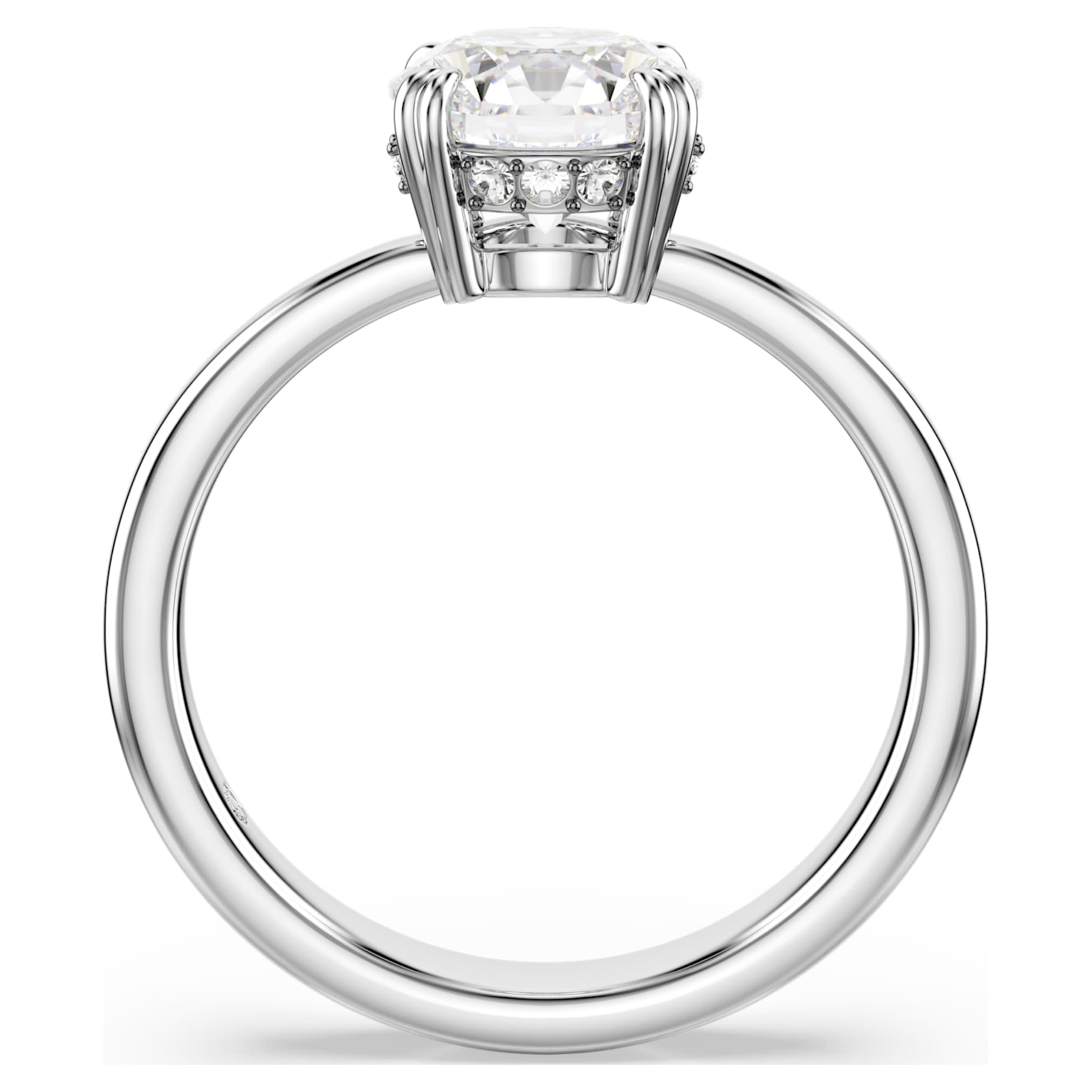 Swarovski Stilla cocktail ring Round cut, White, Silver-tone finish