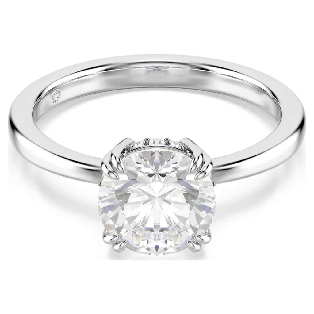 Swarovski Stilla cocktail ring Round cut, White, Silver-tone finish