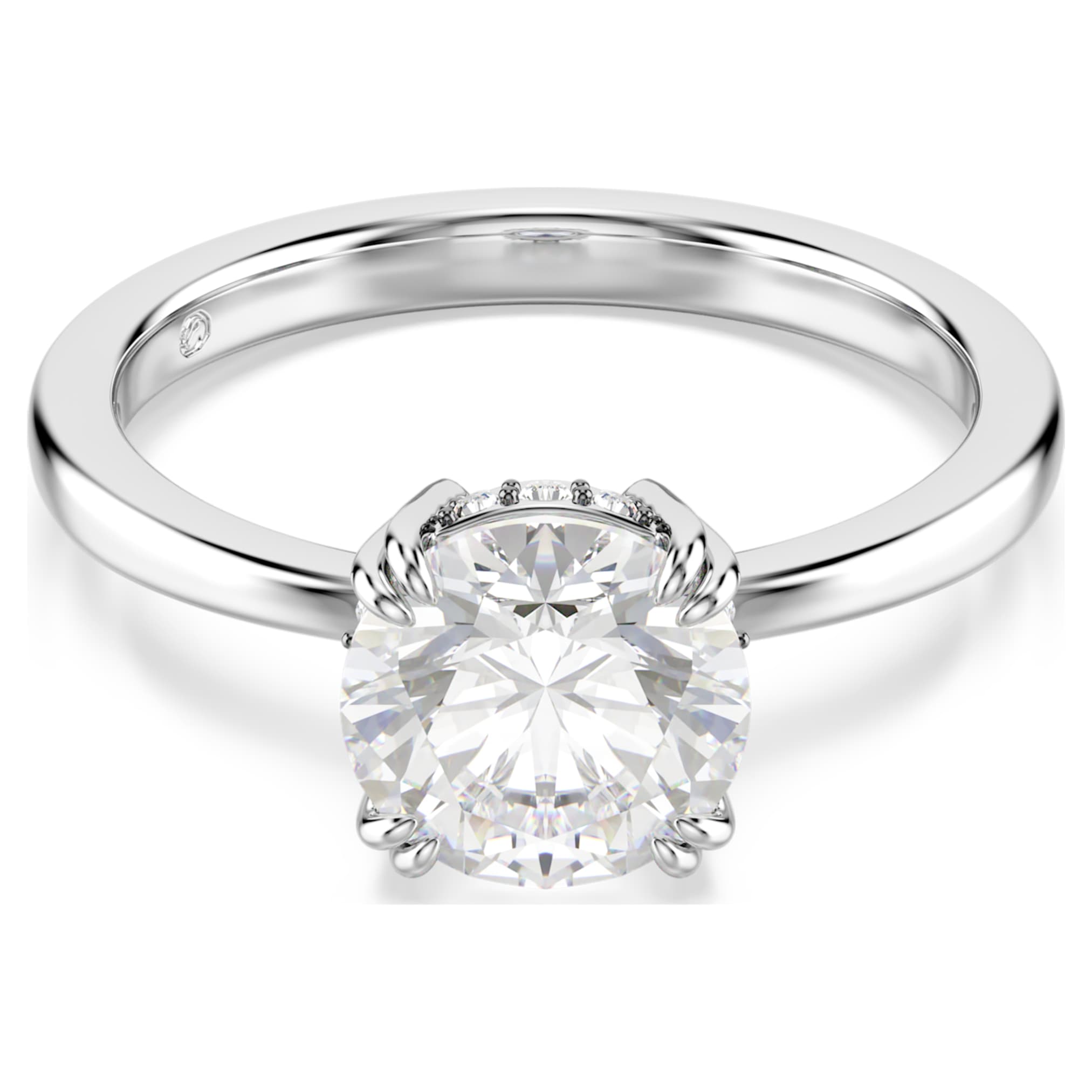 Swarovski Stilla cocktail ring Round cut, White, Silver-tone finish