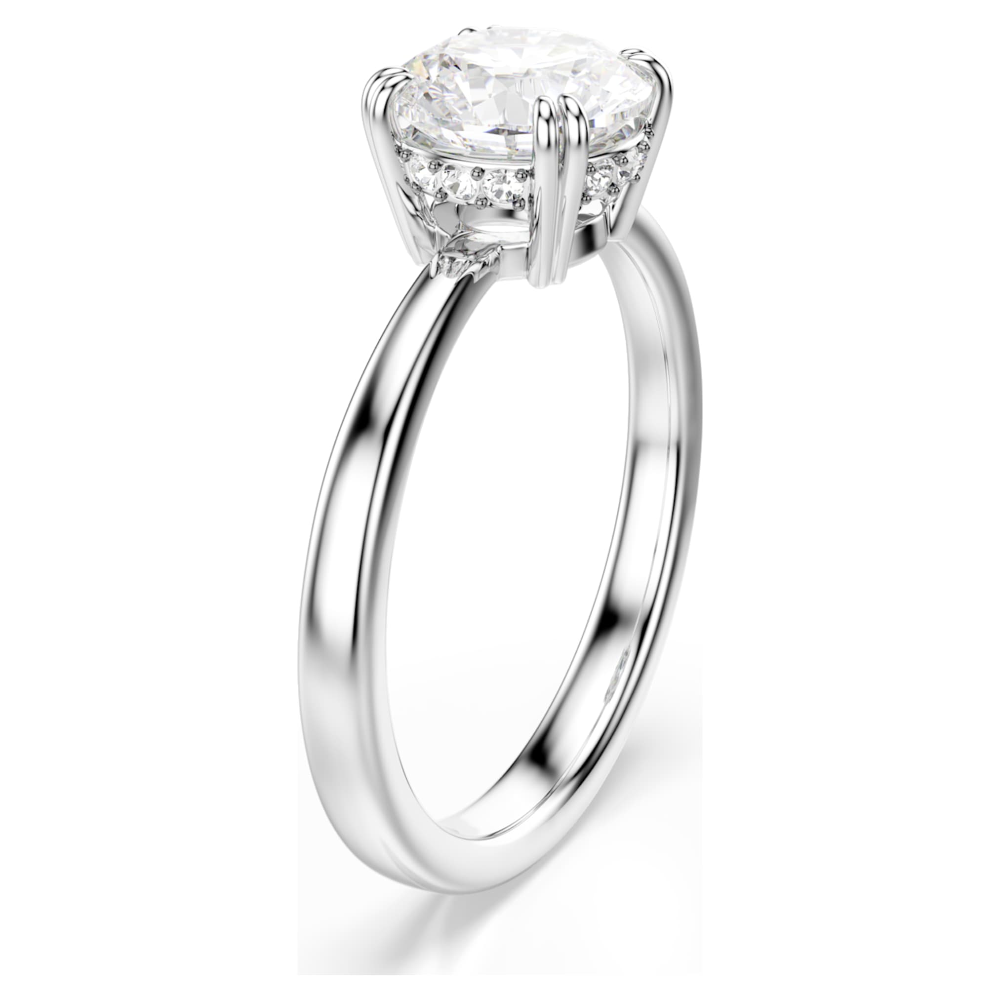 Swarovski Stilla cocktail ring Round cut, White, Silver-tone finish