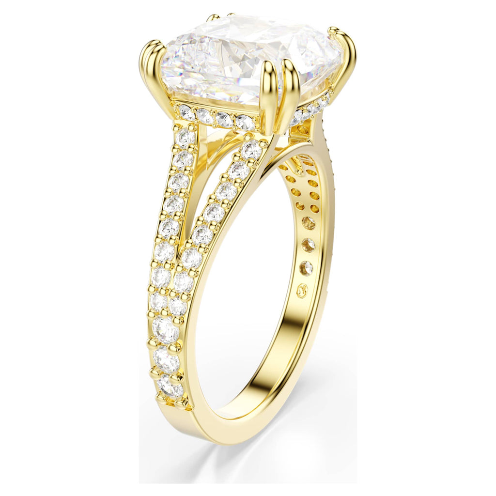Swarovski Stilla cocktail ring Square cut, Pavé, White, 18K gold finish