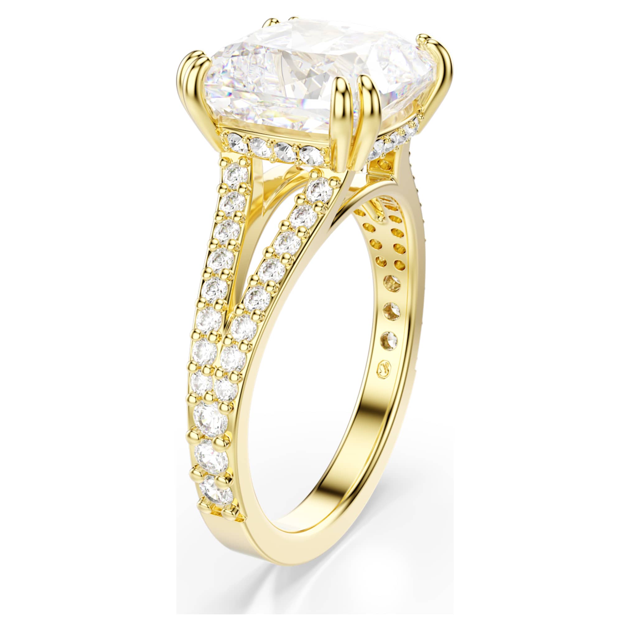 Swarovski Stilla cocktail ring Square cut, Pavé, White, 18K gold finish