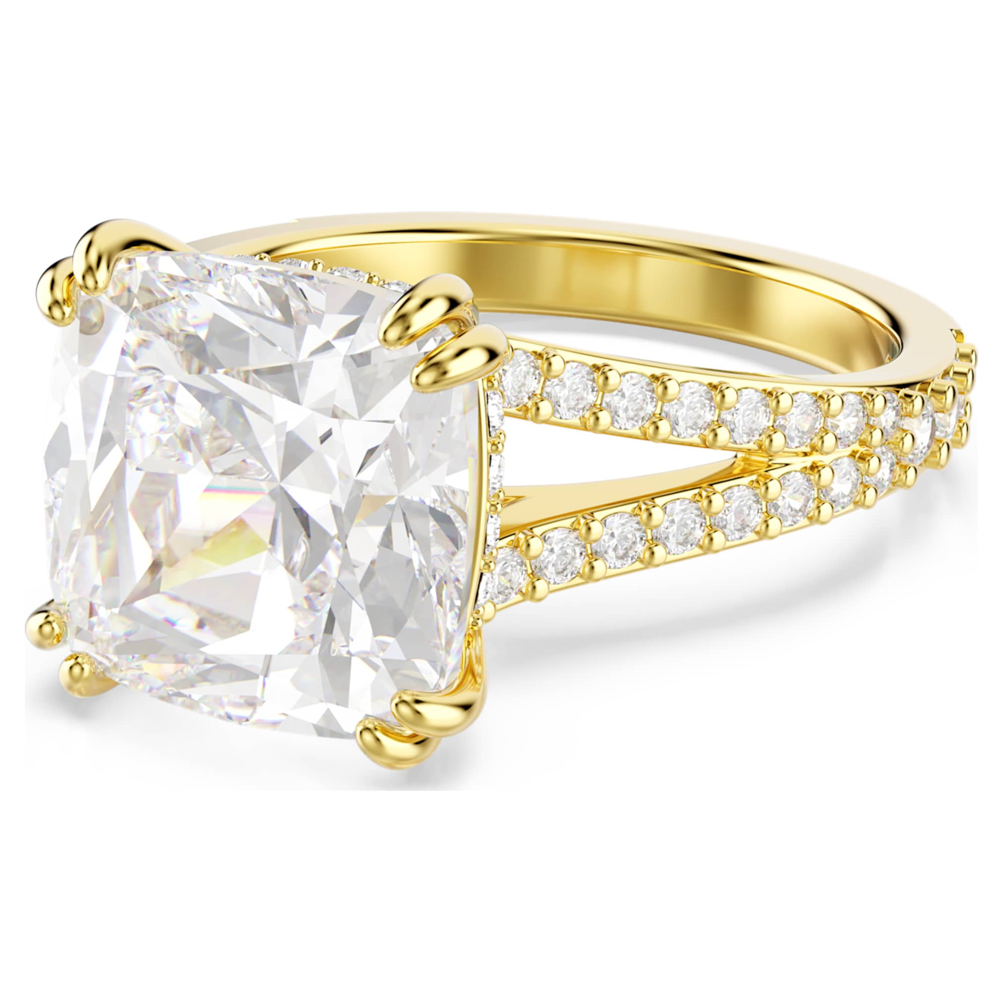 Swarovski Stilla cocktail ring Square cut, Pavé, White, 18K gold finish