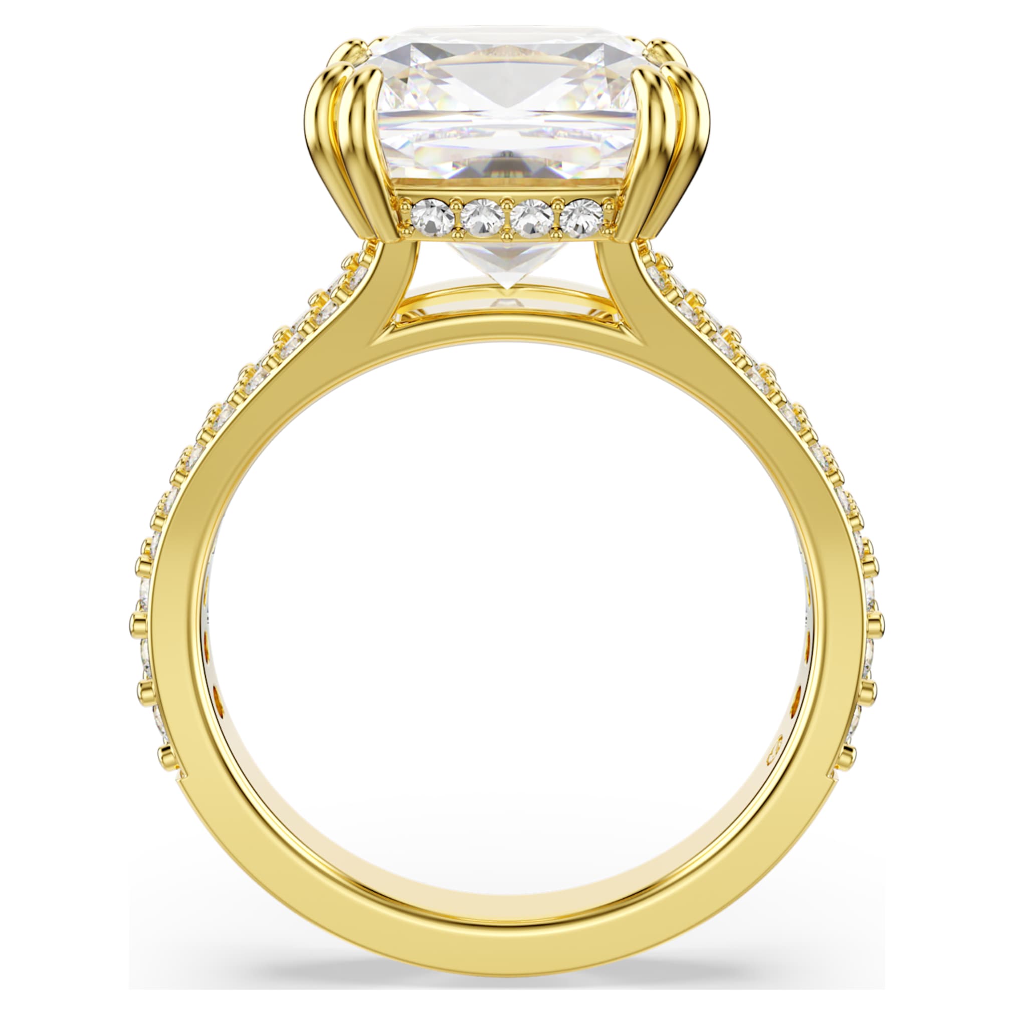 Swarovski Stilla cocktail ring Square cut, Pavé, White, 18K gold finish