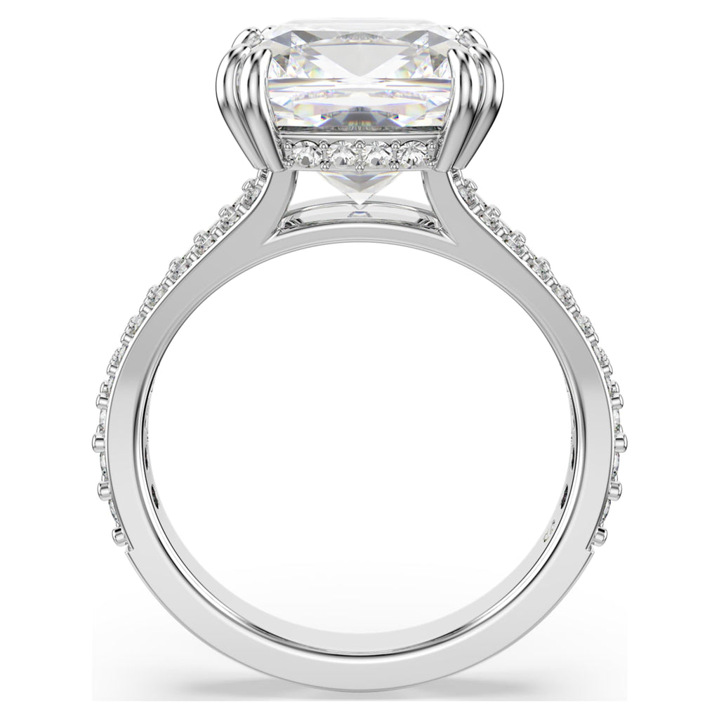 Swarovski Stilla cocktail ring Square cut, Pavé, White, Rhodium plated