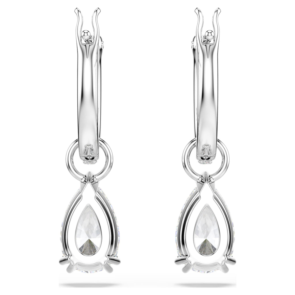 Swarovski Stilla drop earrings Pear cut, Round cut, White, Rhodium plated