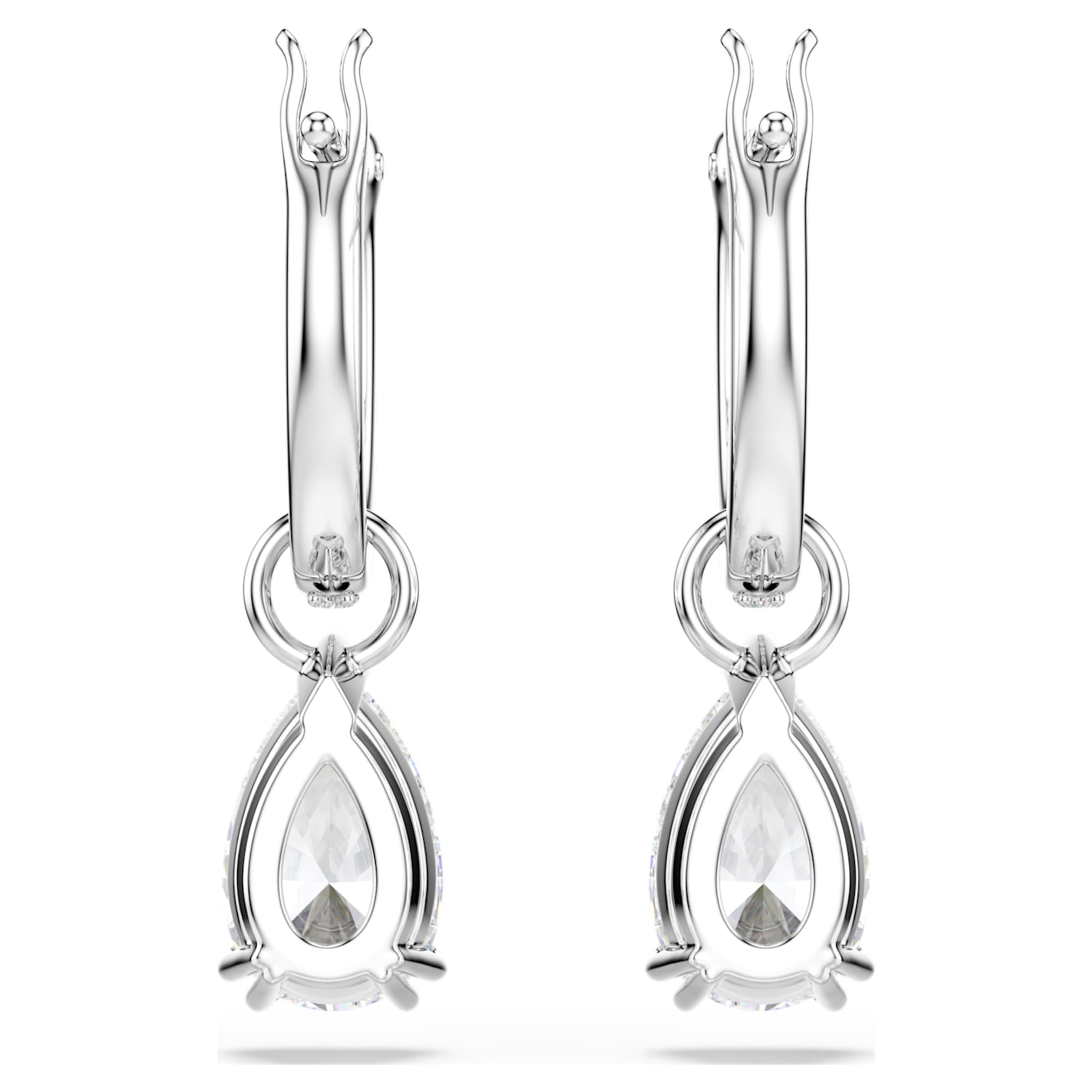 Swarovski Stilla drop earrings Pear cut, Round cut, White, Rhodium plated