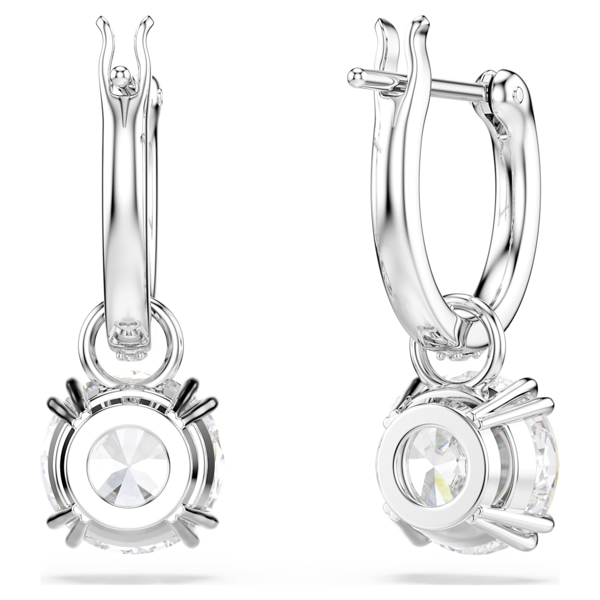 Swarovski Stilla drop earrings Round cut, White, Rhodium plated