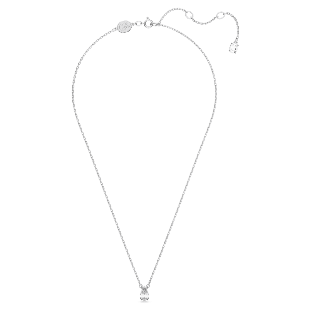 Swarovski Stilla pendant Pear cut, White, Rhodium plated